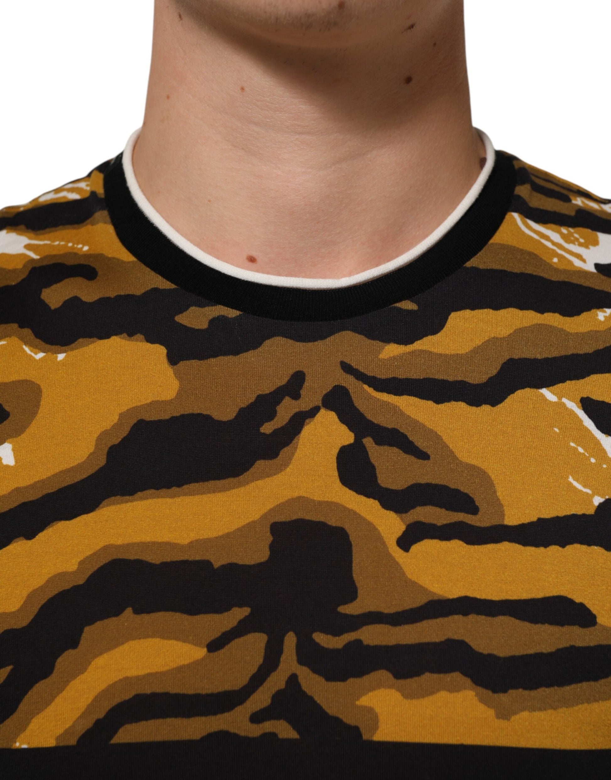 Multicolor Leopard Palm Leaf Men Crew Neck T-shirt
