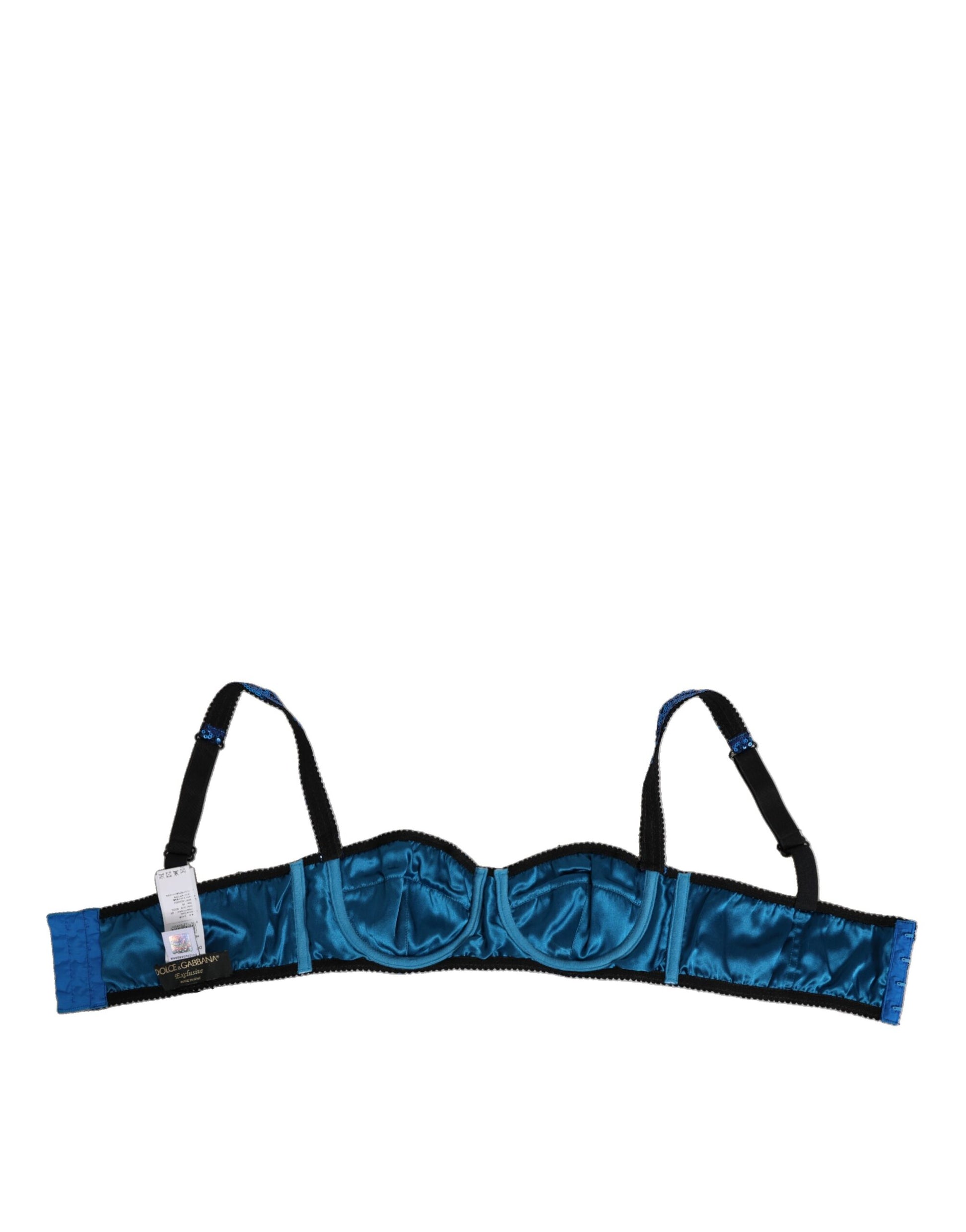 Blue Sequin Embellished Balconnet Bra Underwear