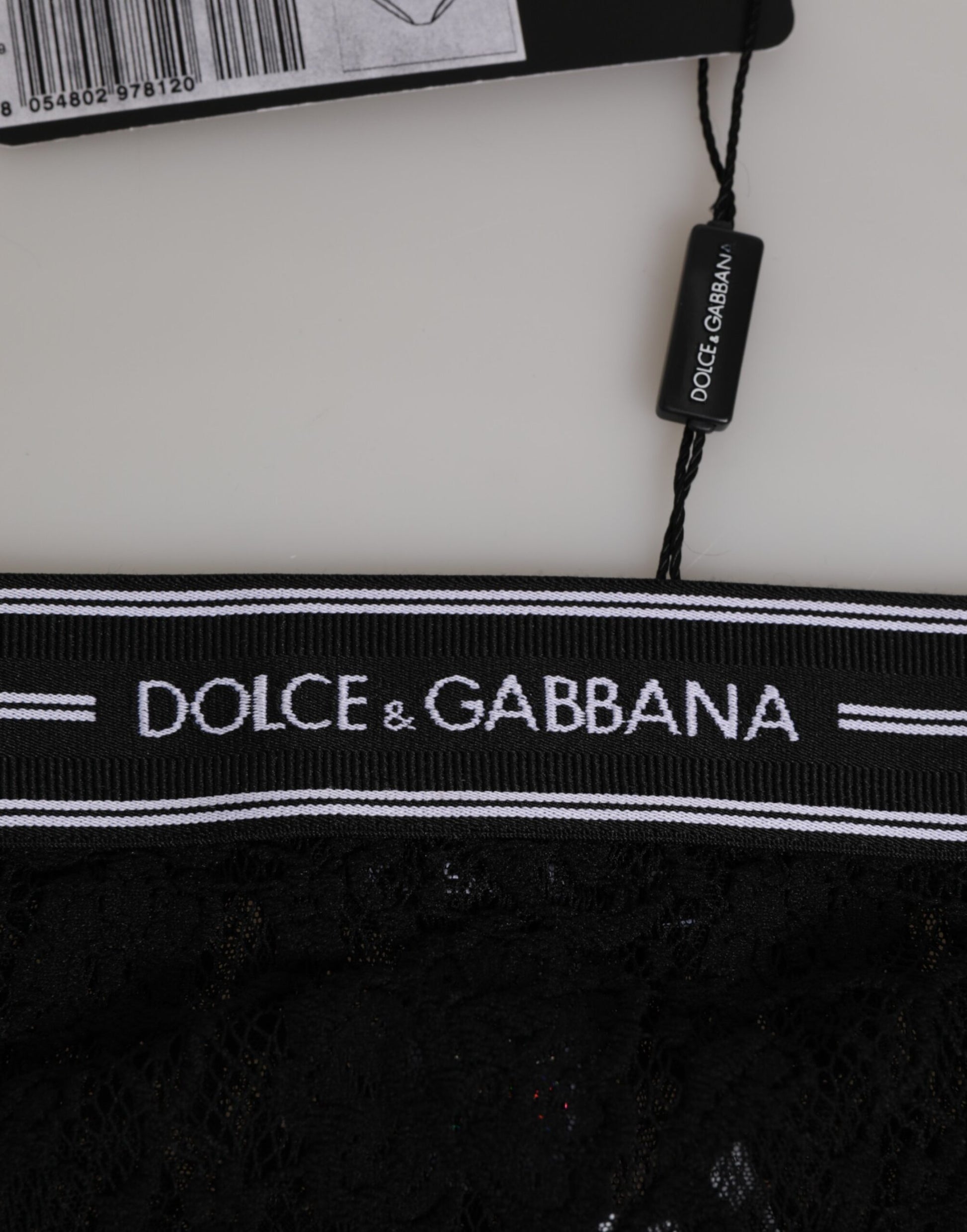 Black Lace Slip Brief Logo Waistband  Underwear