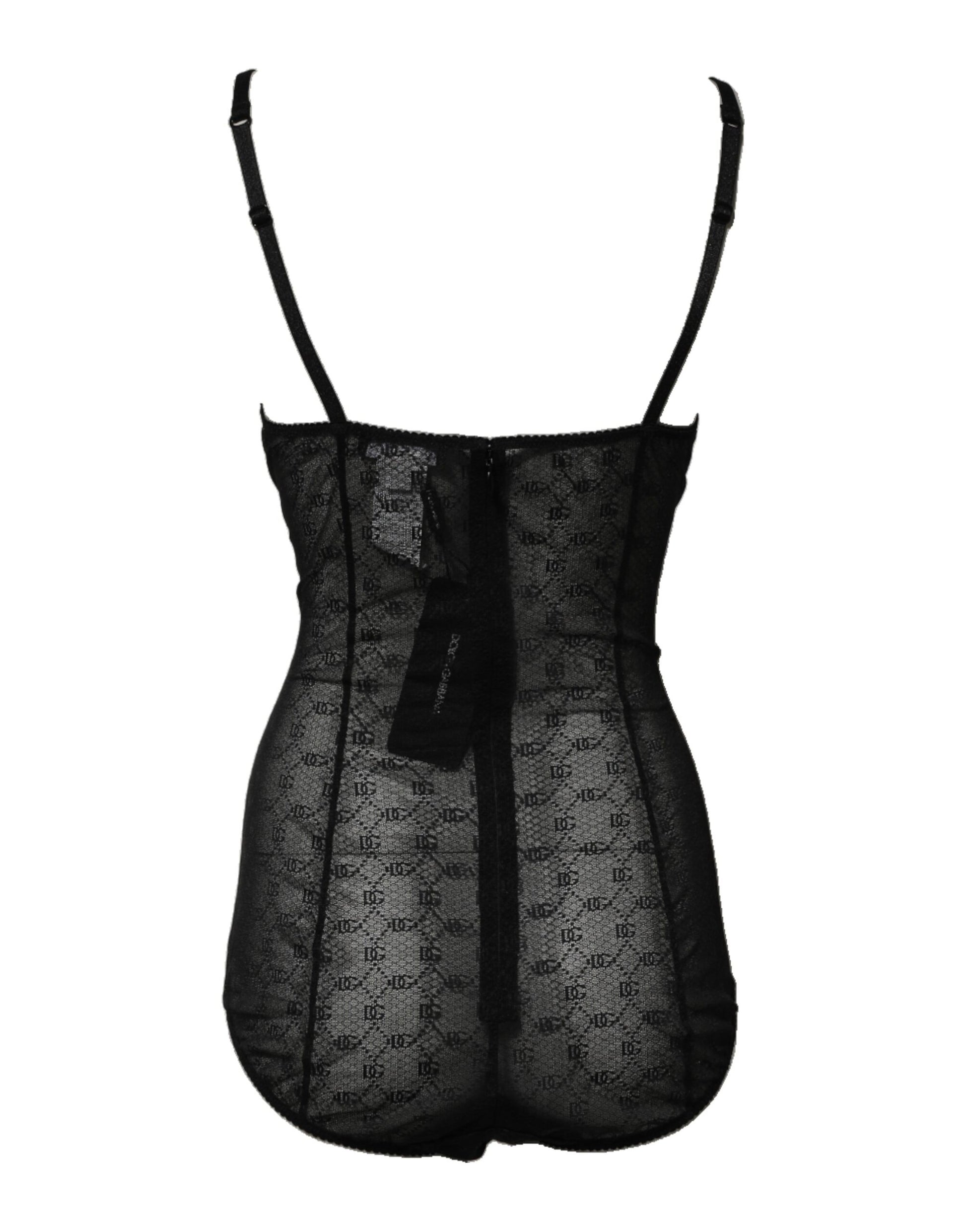 Black Nylon Stretch Bodysuit Lingerie Underwear
