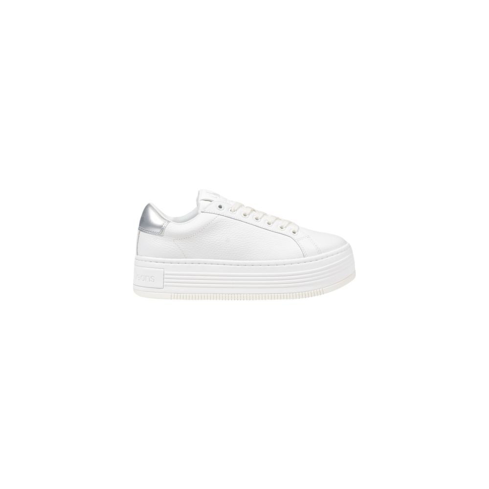 Silver Leather Platform Sneakers