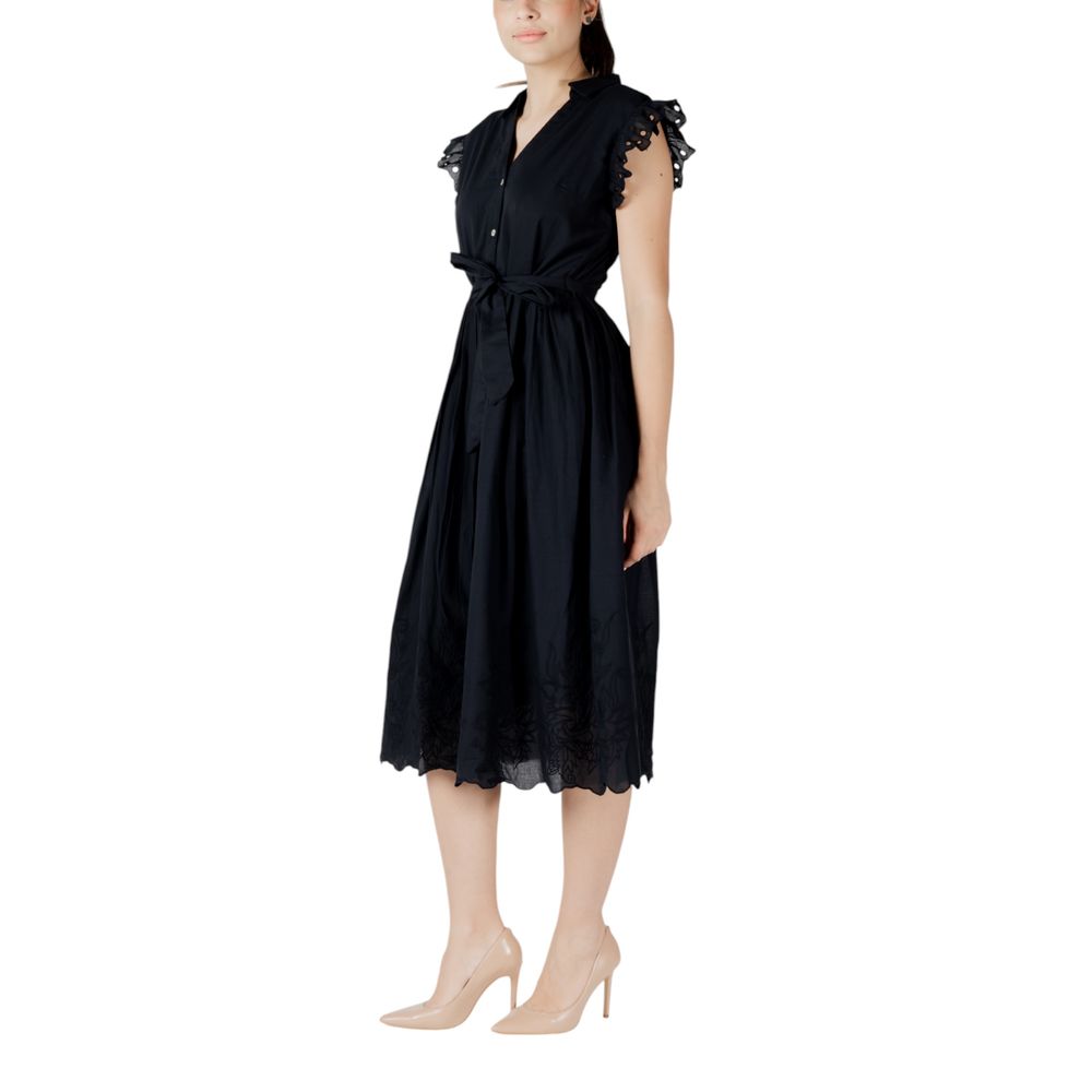 Black Cotton Midi Dress