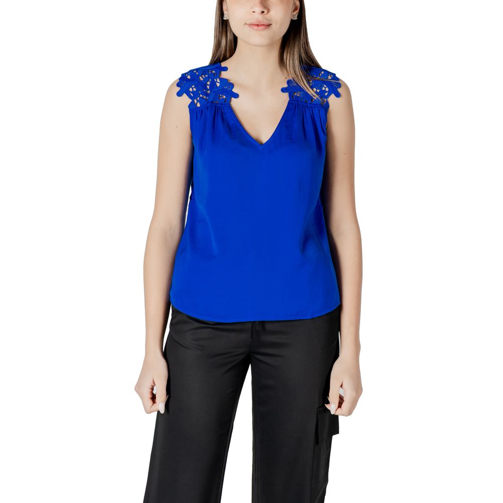 Blue Polyester Tank Tops