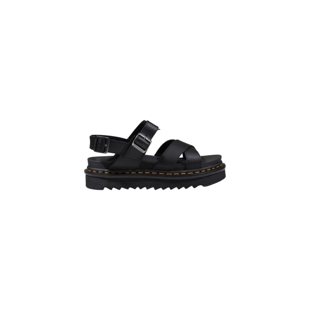 Black Leather Flat Sandals