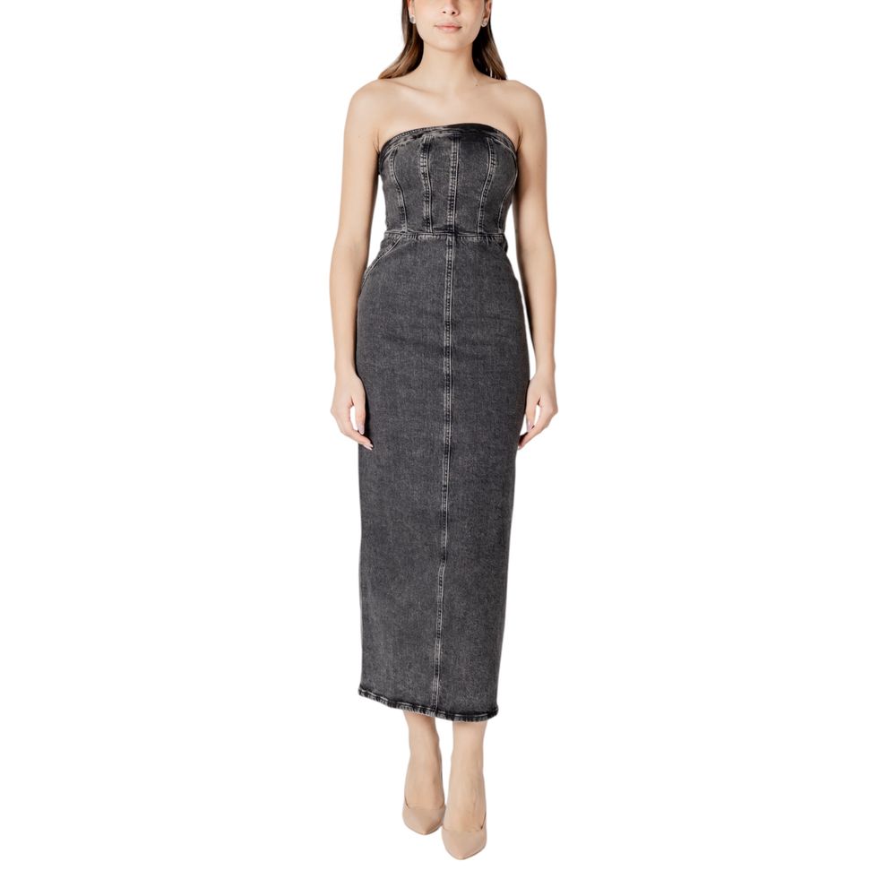 Black Cotton Midi Dress
