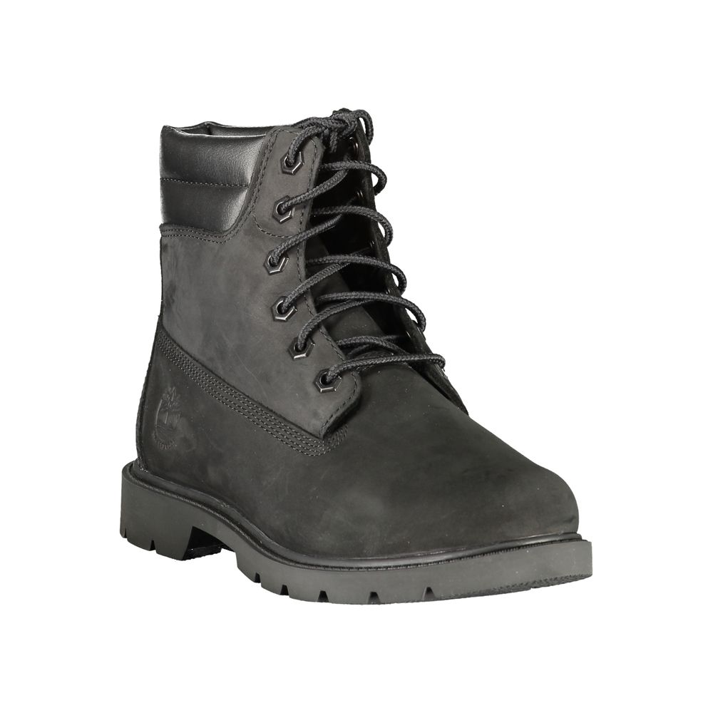 Black Leather Women Ankle Boot