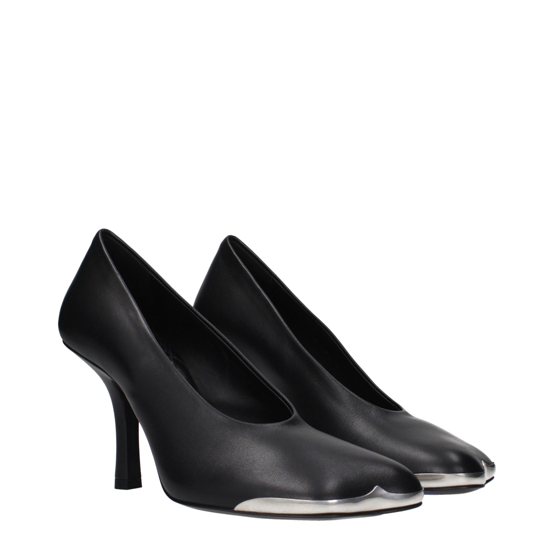 Black Leather High Heel Pumps