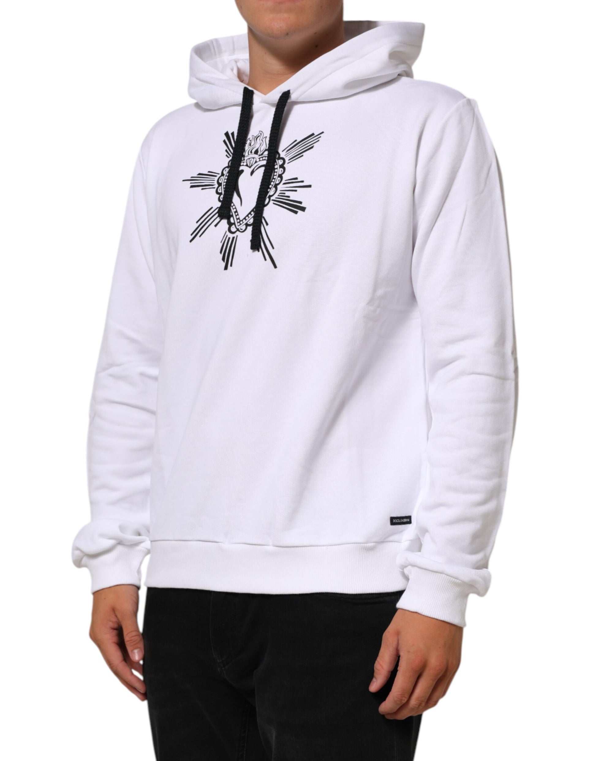 White Sacred Heart Hooded Sweatshirt Sweater