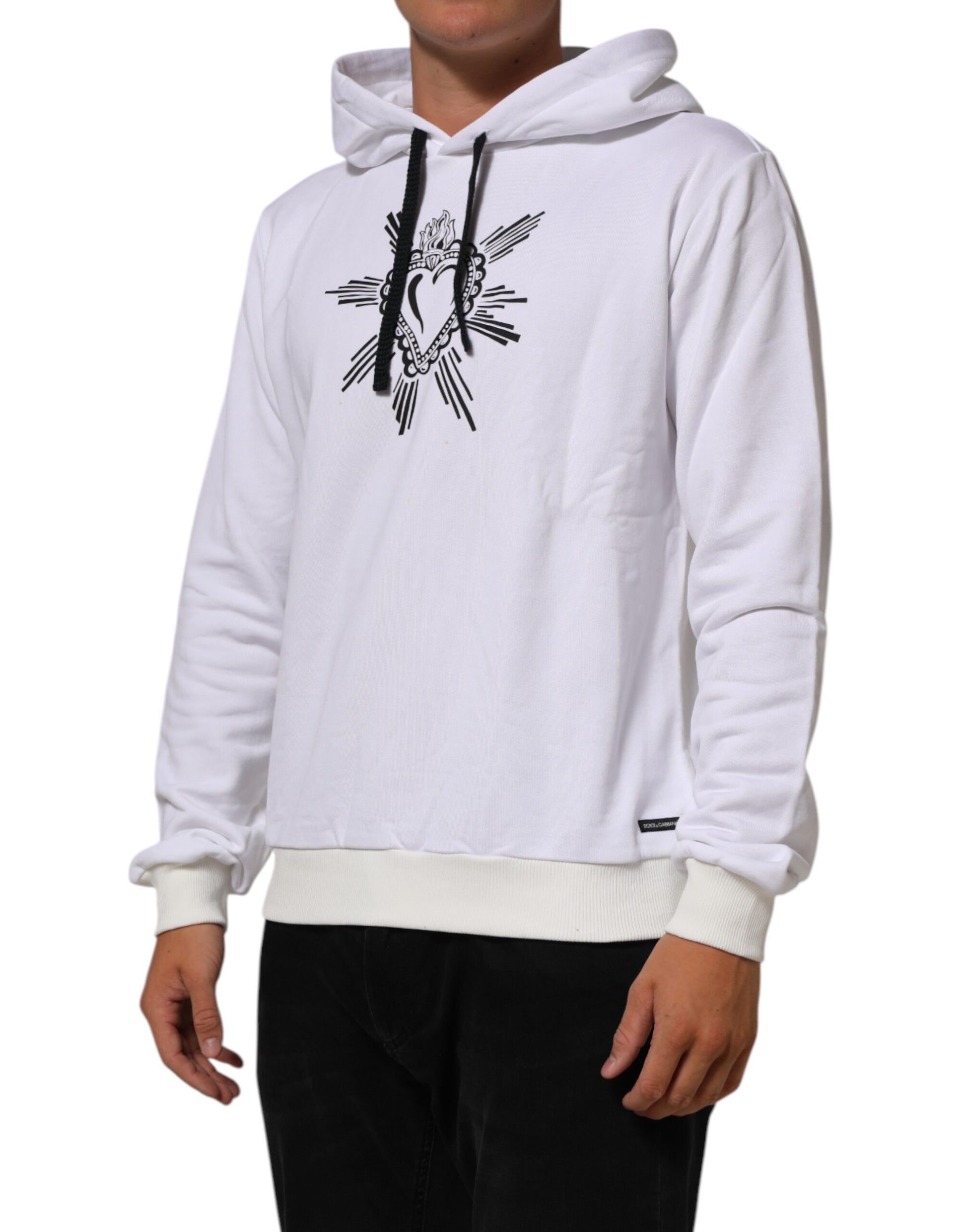 White Sacred Heart Hooded Sweatshirt Sweater