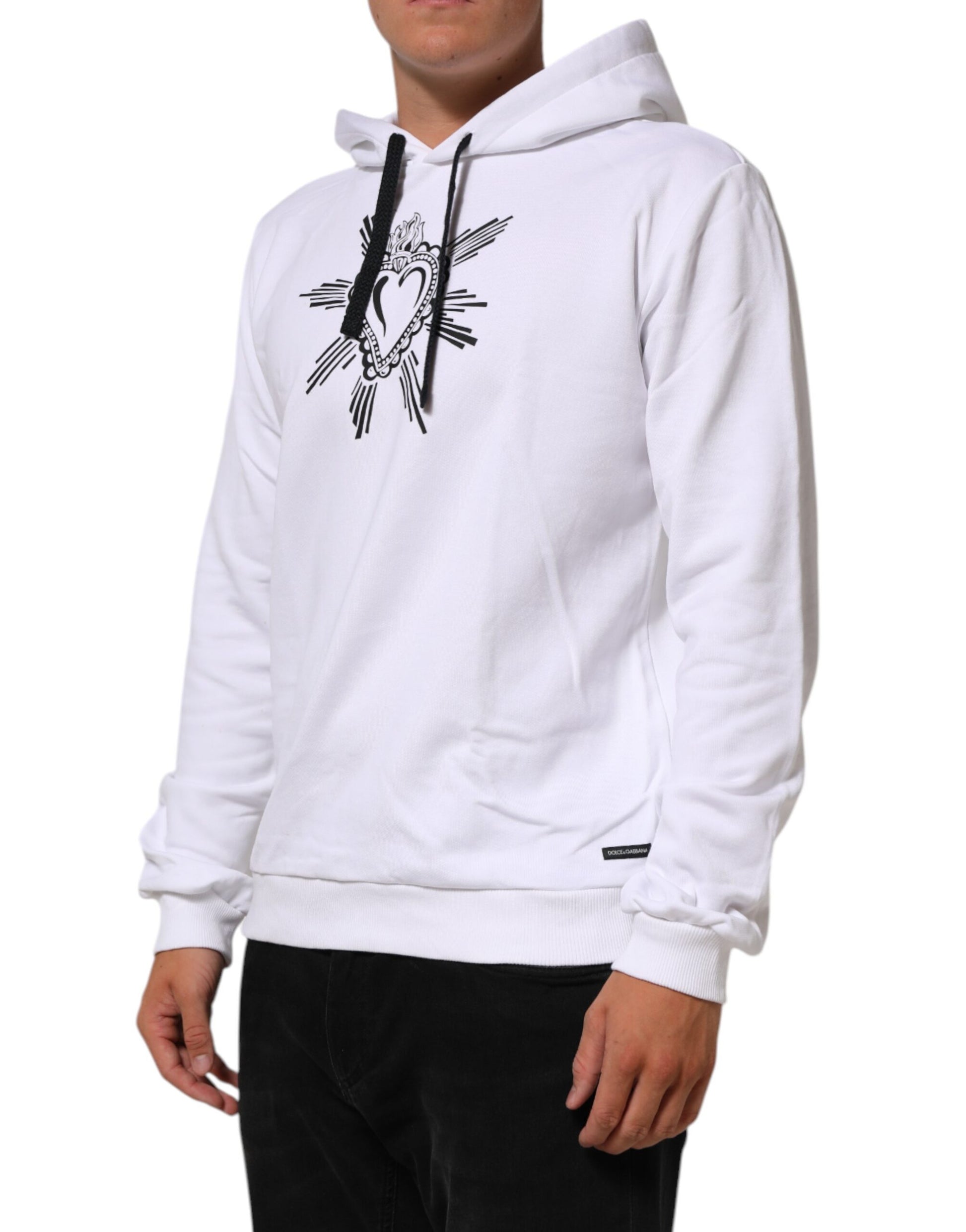 White Sacred Heart Hooded Sweatshirt Sweater