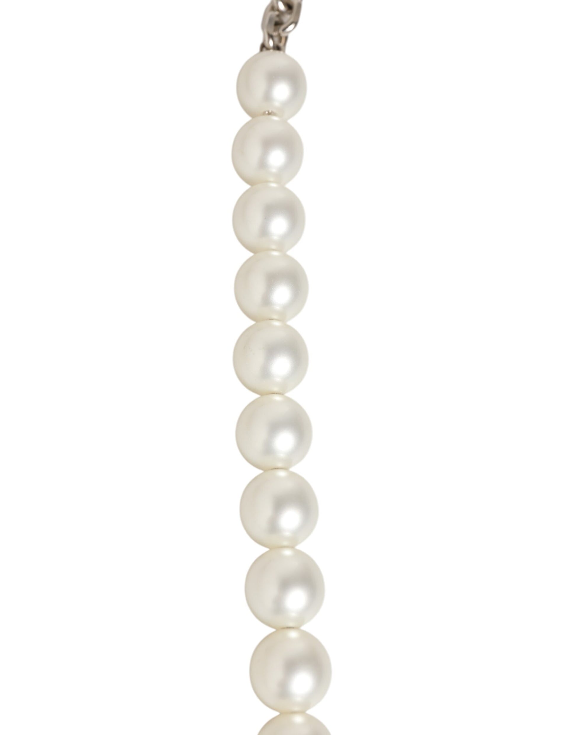 Black Leather Pearl Chain Bag Accessory Shoulder Strap