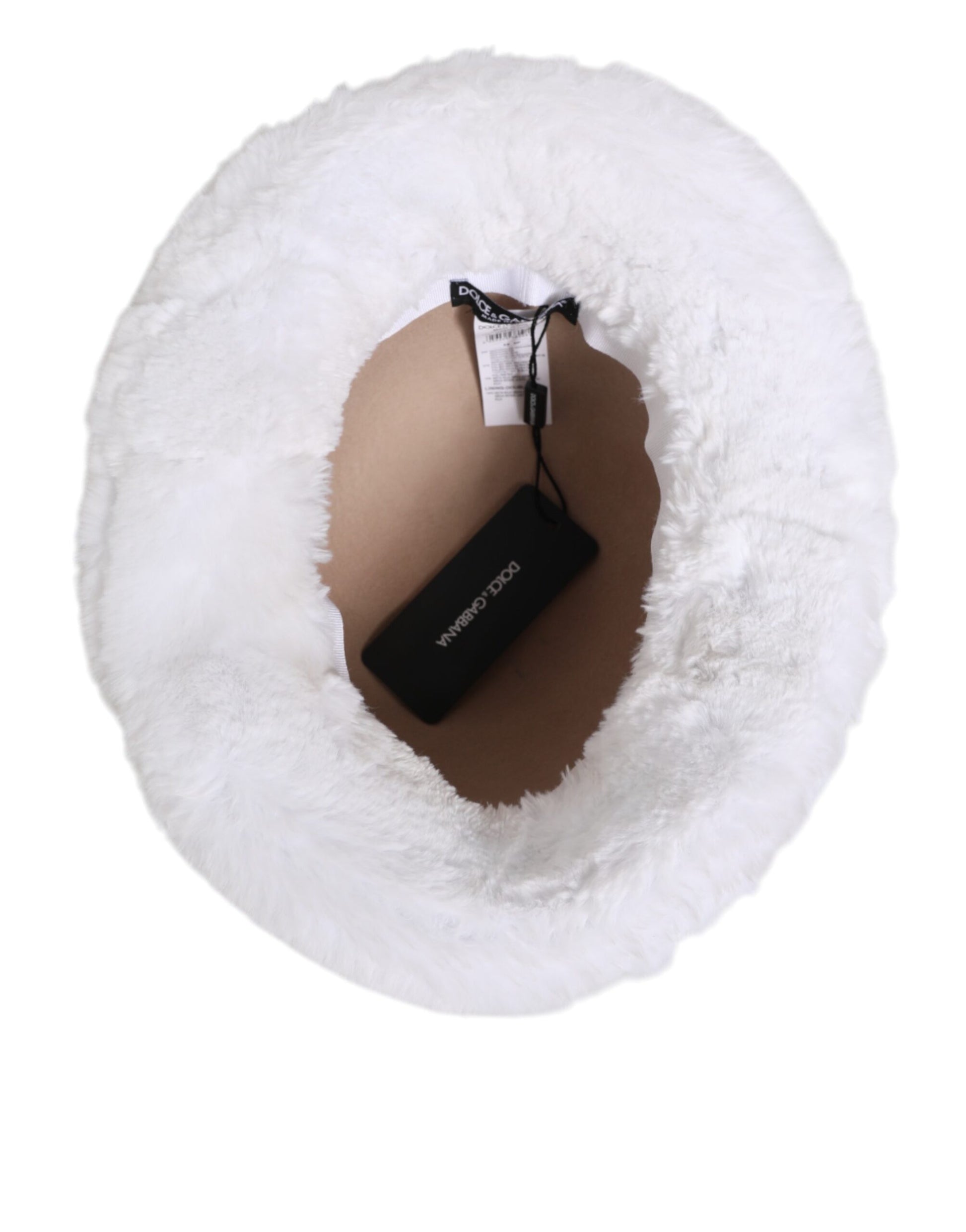 White Modacrylic Fur Bucket Men Capello Hat