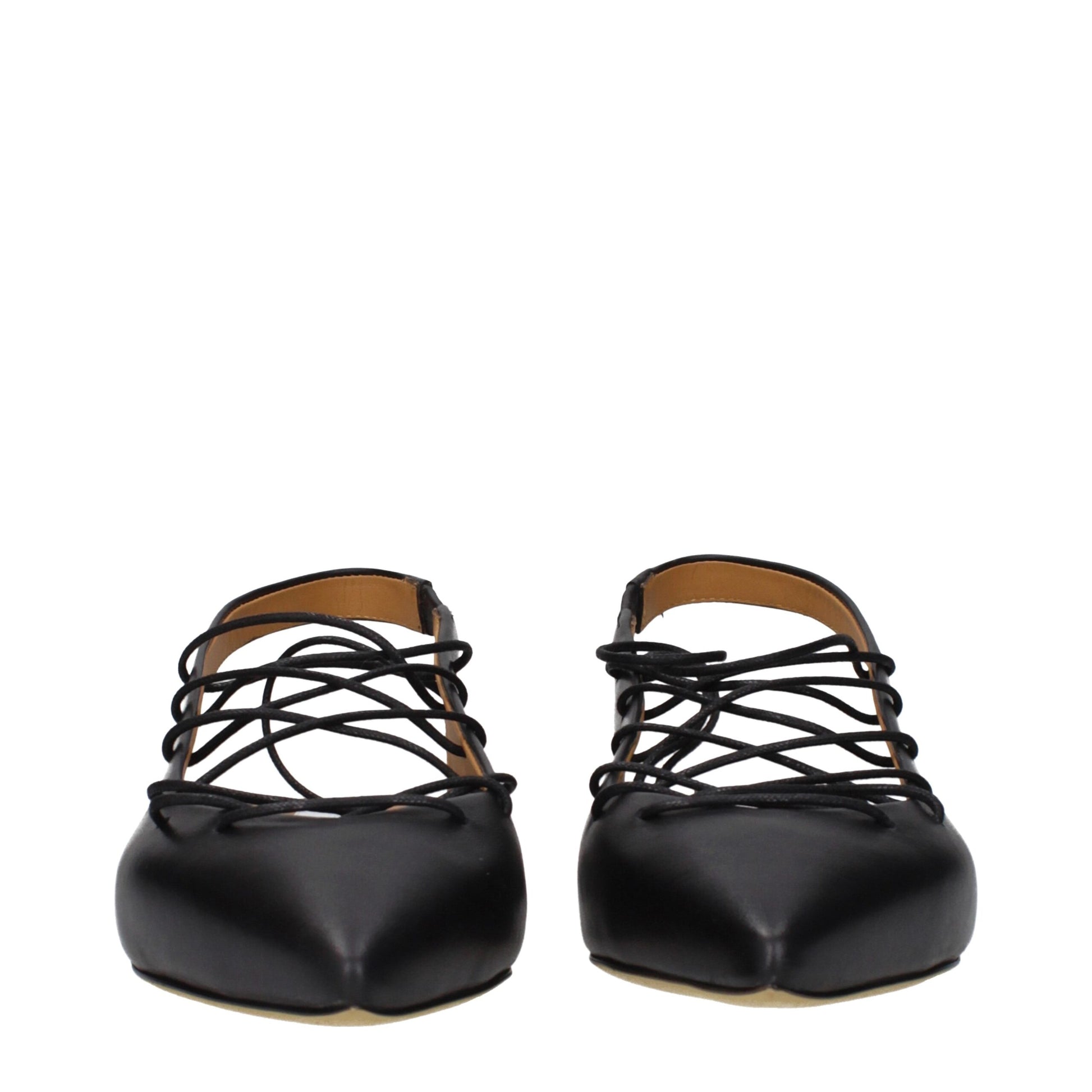 Black Leather Flats