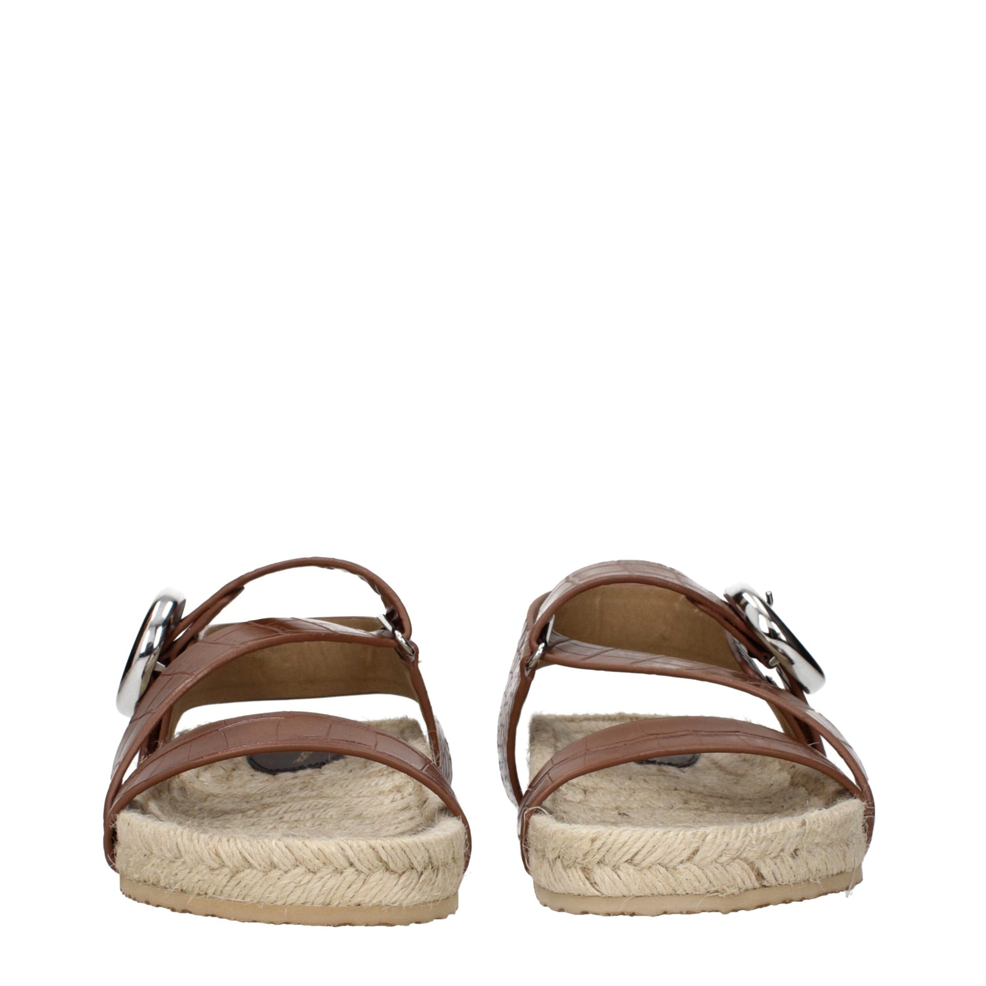 Brown Leather Flat Sandals