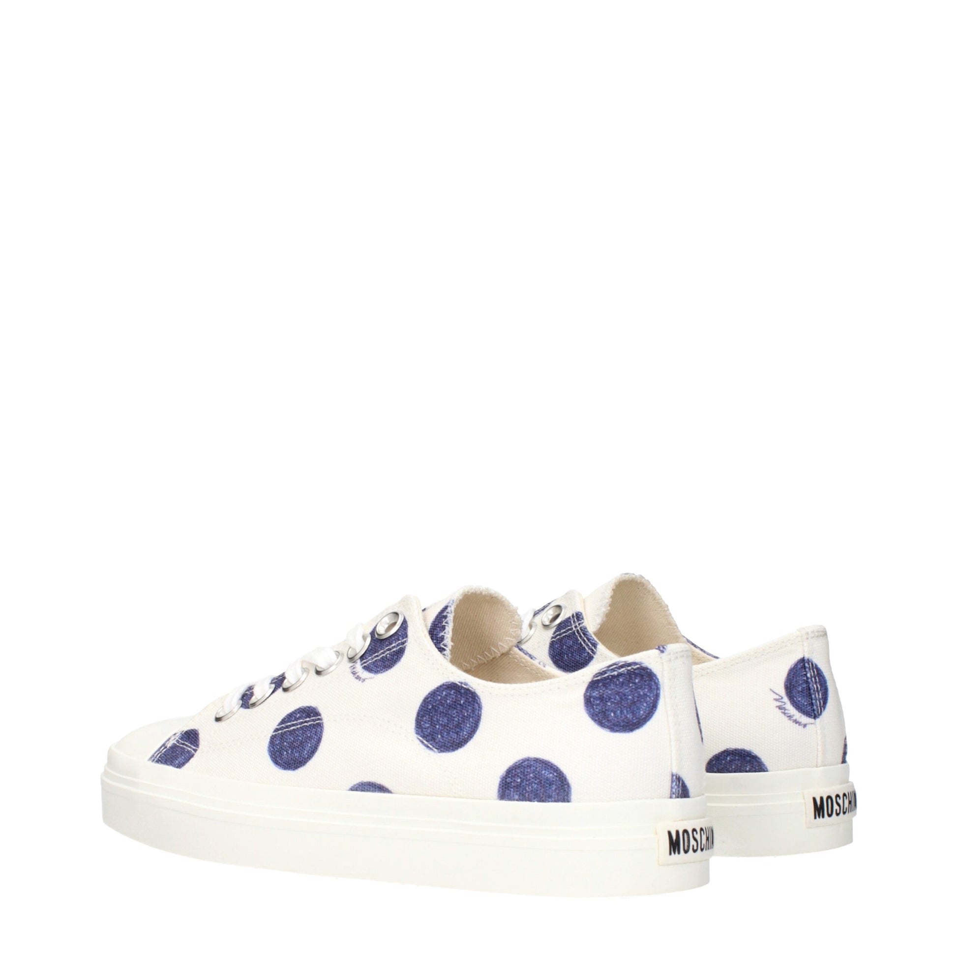 White Fabric Low Top Sneakers