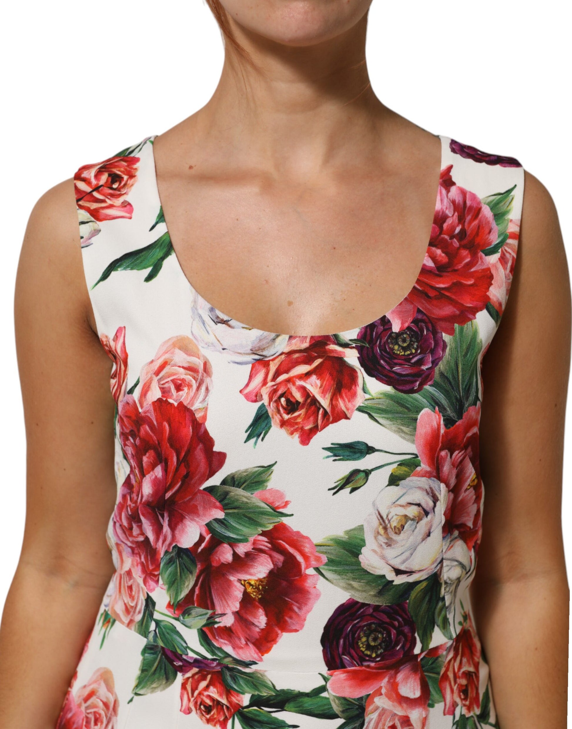 Multicolor Floral Print Viscose Sheath Dress