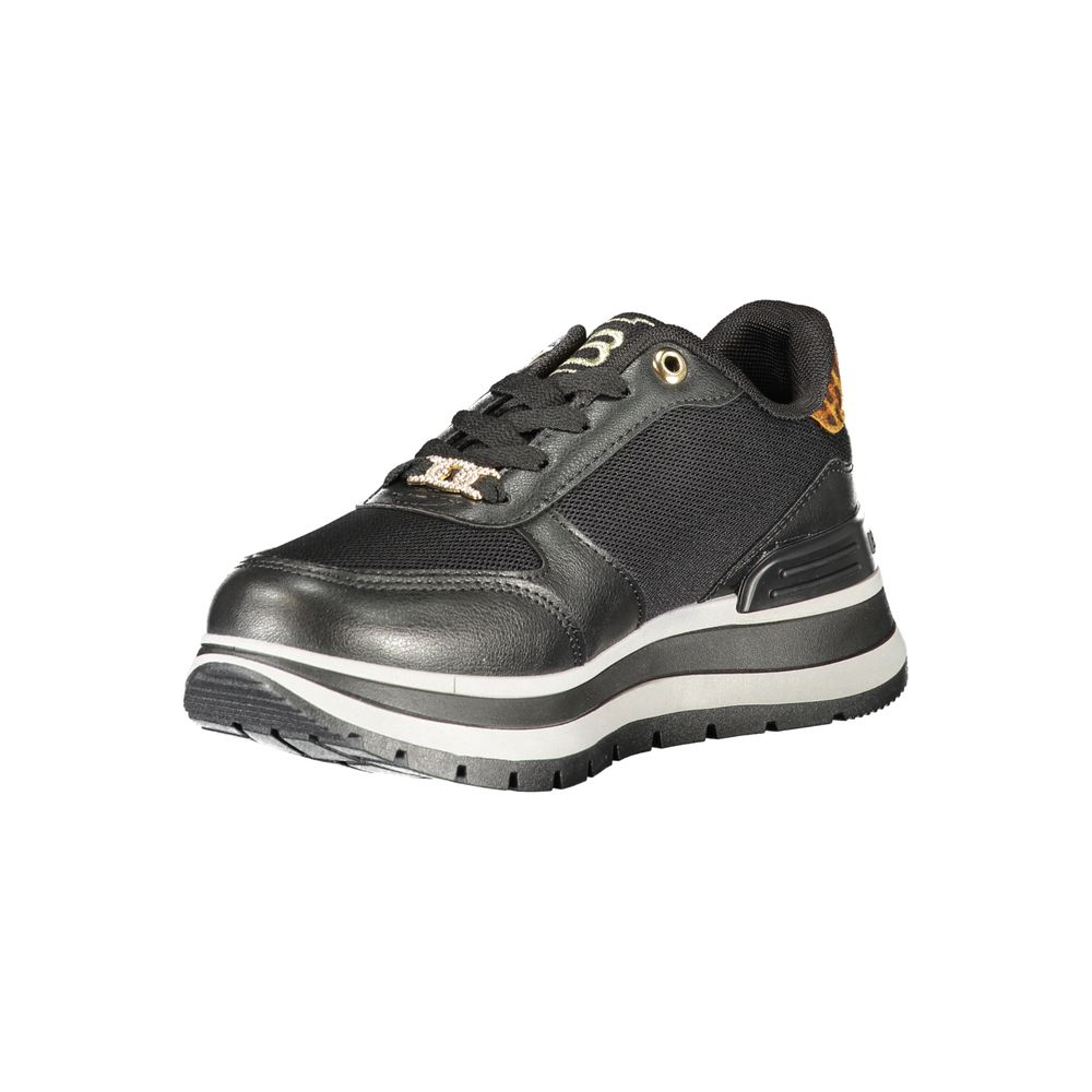 Black Polyester Women Sneaker