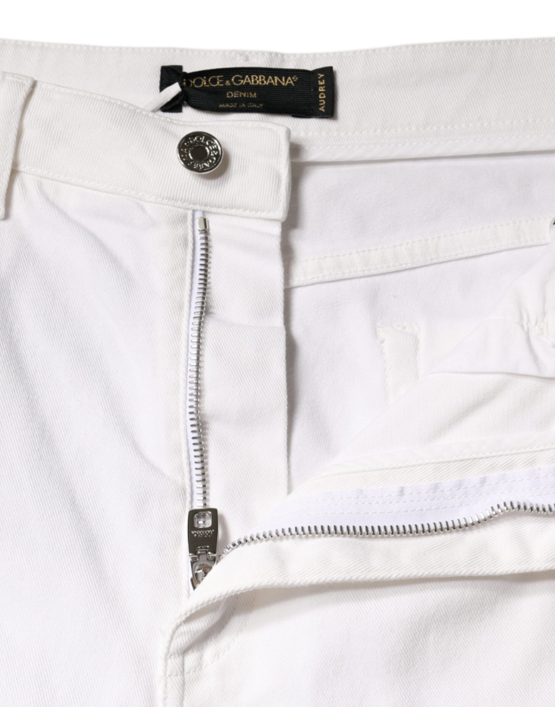 White AUDREY Cotton Logo Skinny Denim Jeans