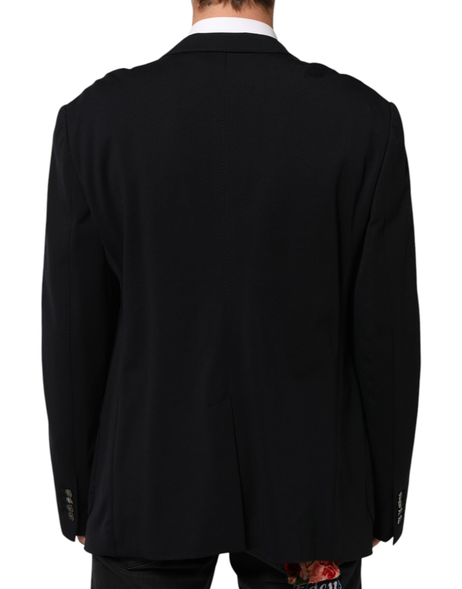 Black Viscose 2 Buttons Suit Jacket Blazer