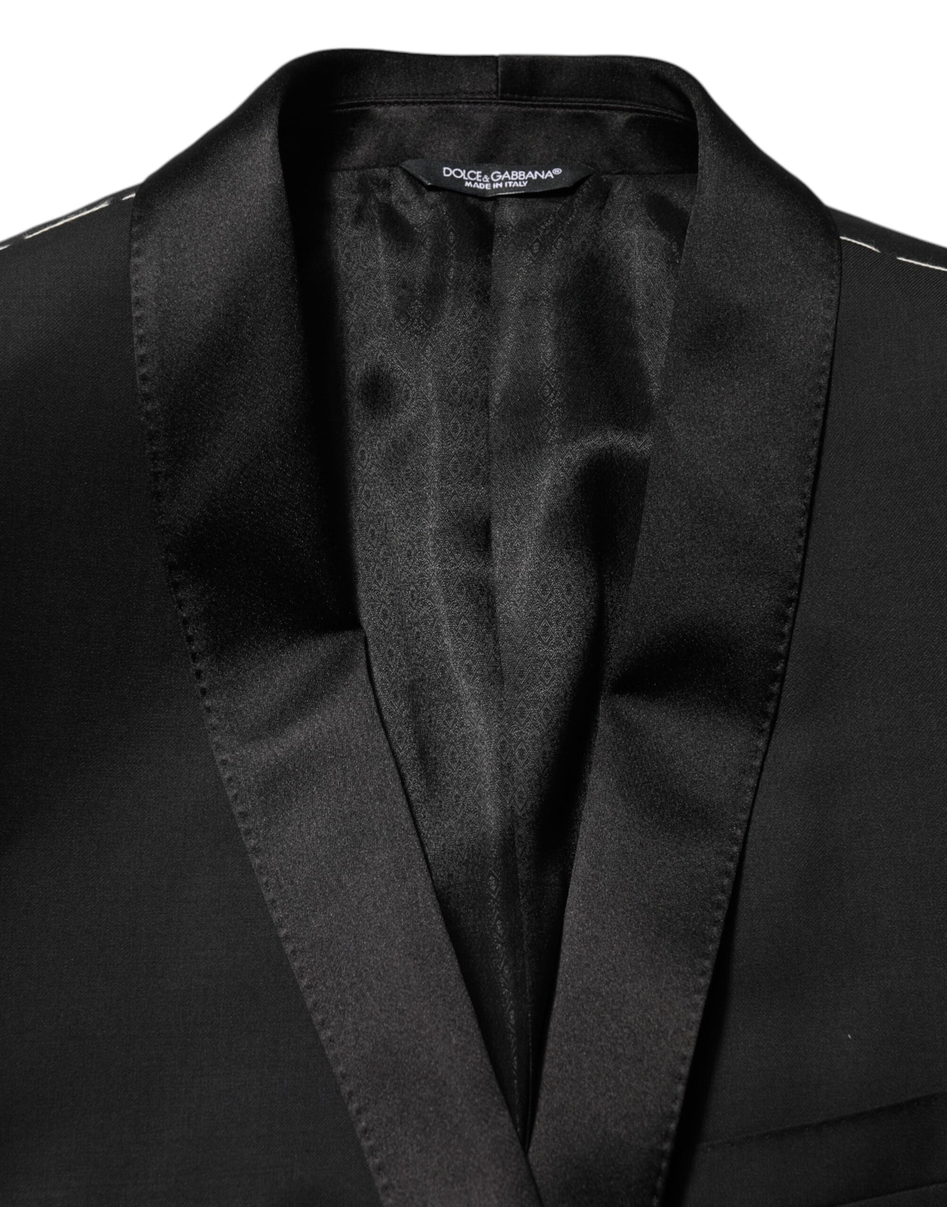 Black Wool GOLD 1 Button Men Suit Blazer