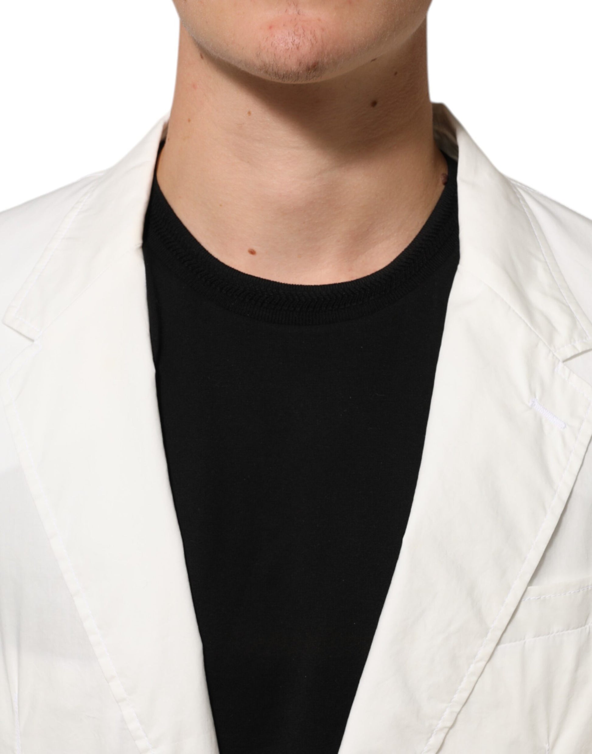 White Cotton 1 Button Men Suit Blazer