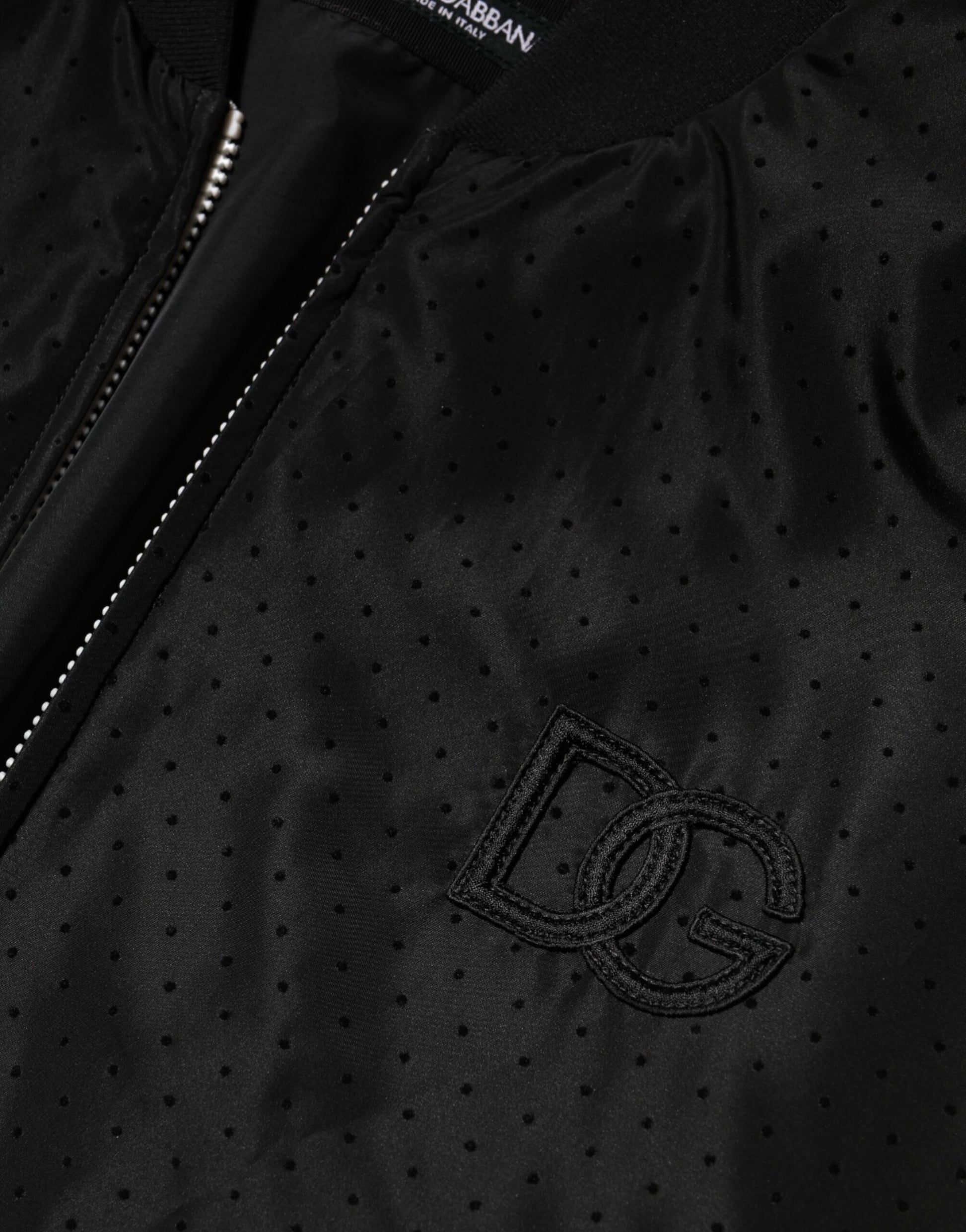 Black Acetate Full Zip Bomber Men Jacket