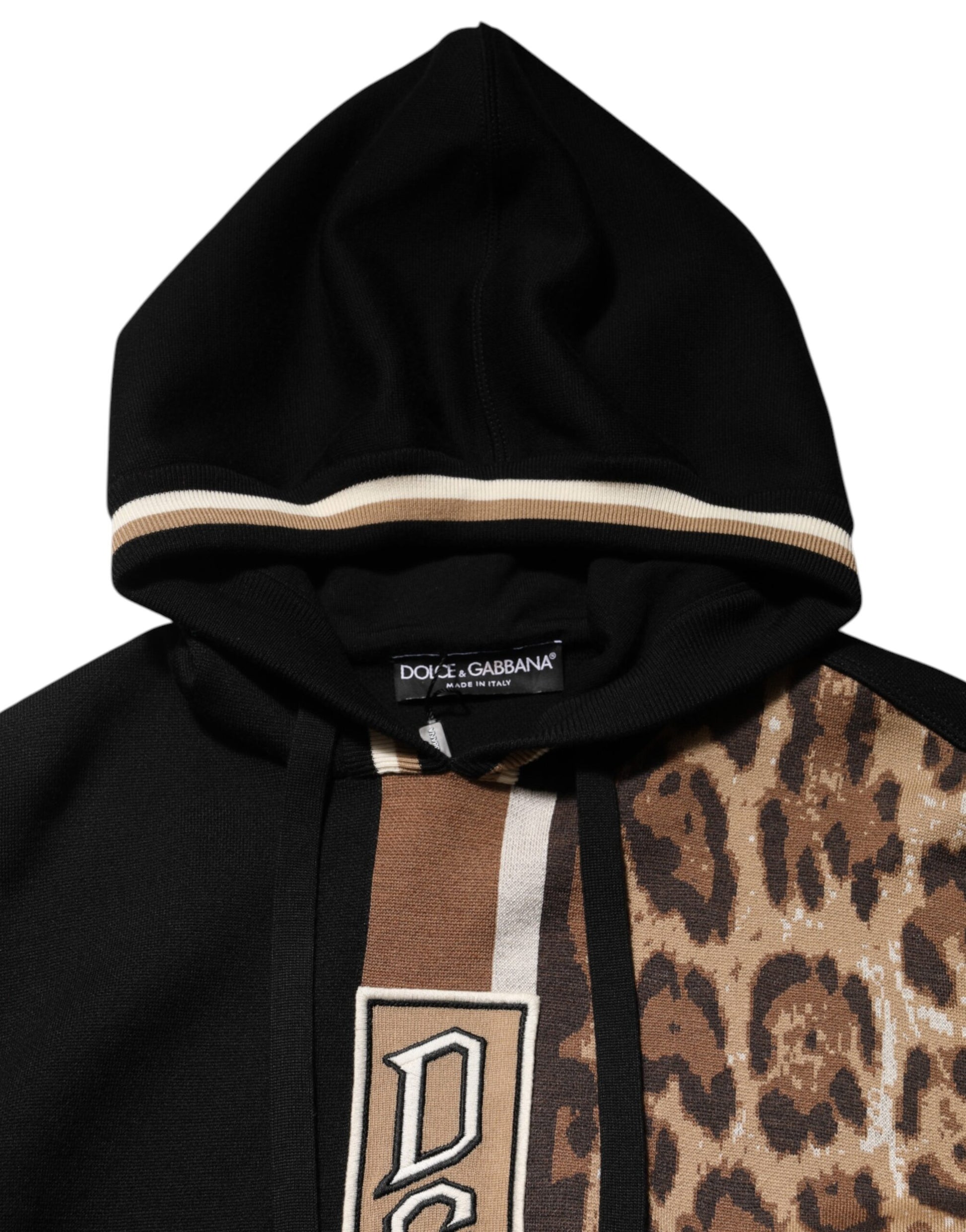 Black Leopard Logo Hooded Sweatshirt Sweater
