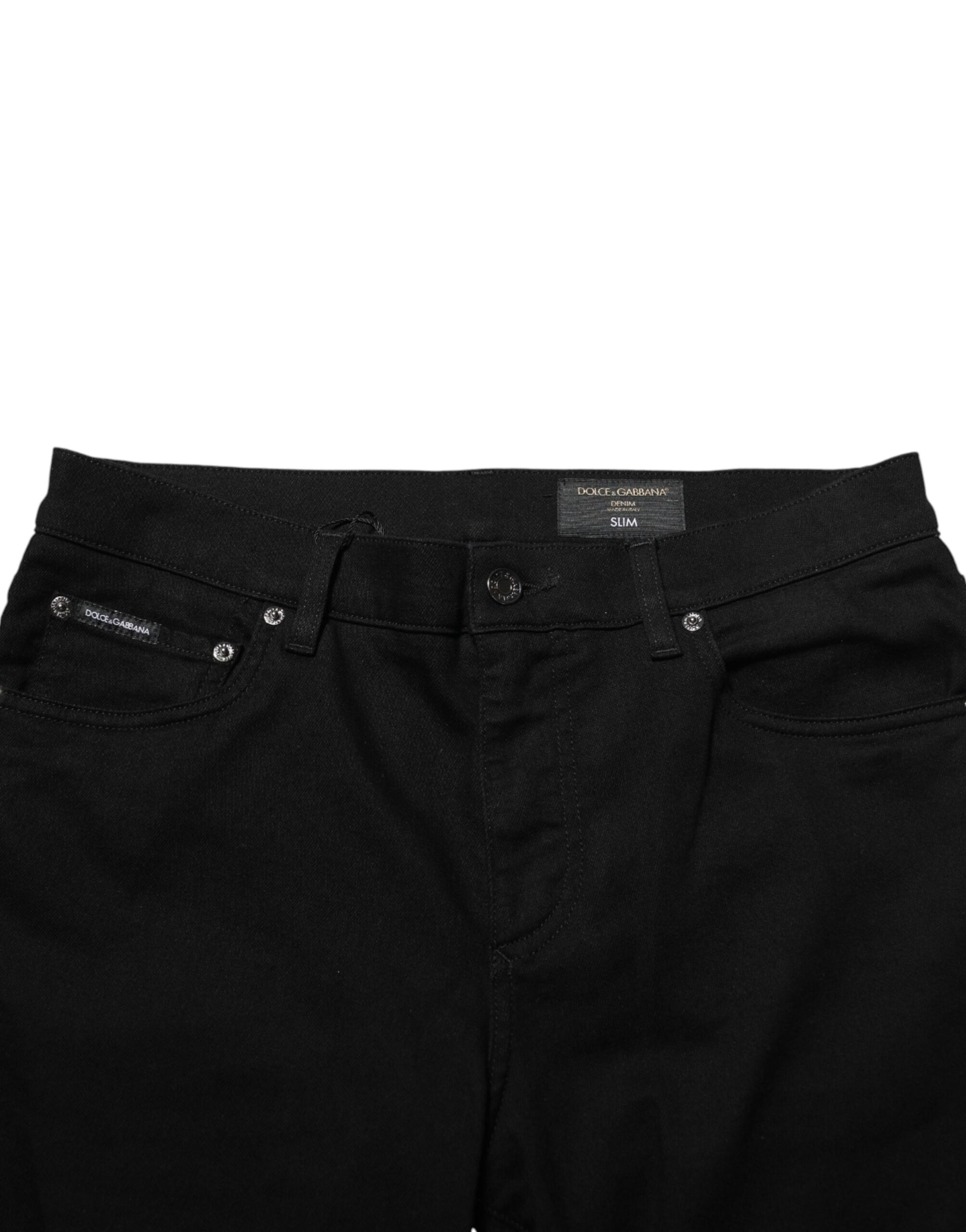 Black Cotton Stretch Slim Fit Men Denim Jeans