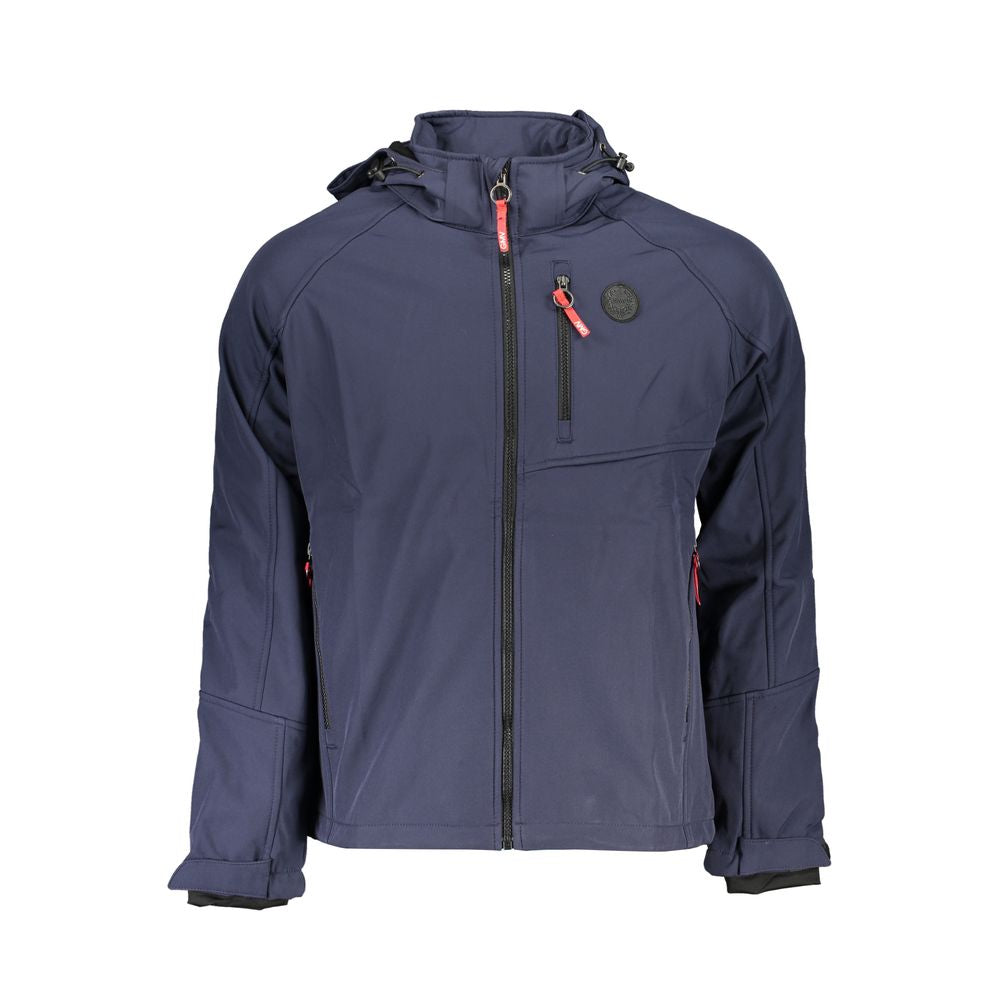 Blue Polyester Men's Jacket