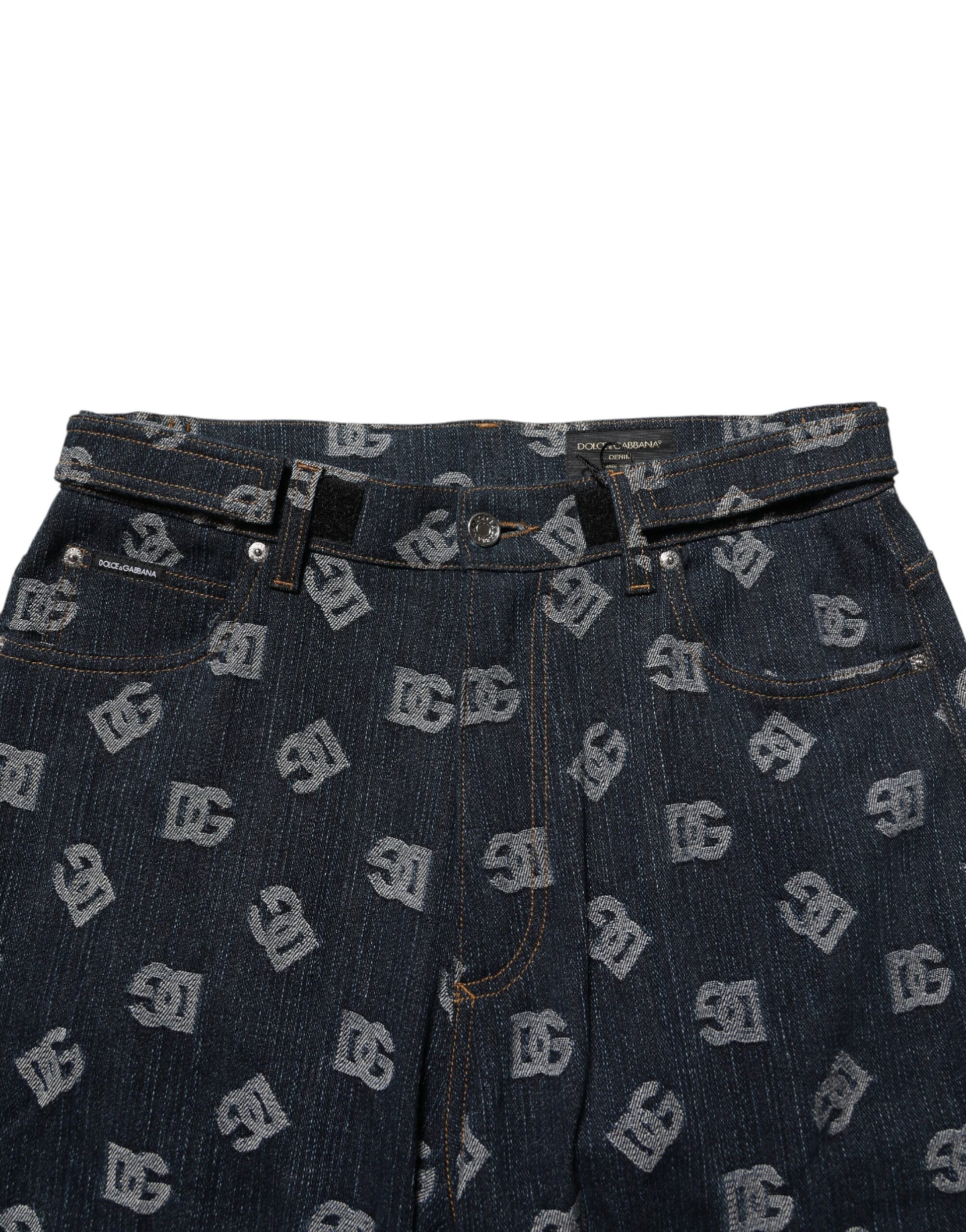 Blue Logo Print Straight Denim Men Jeans