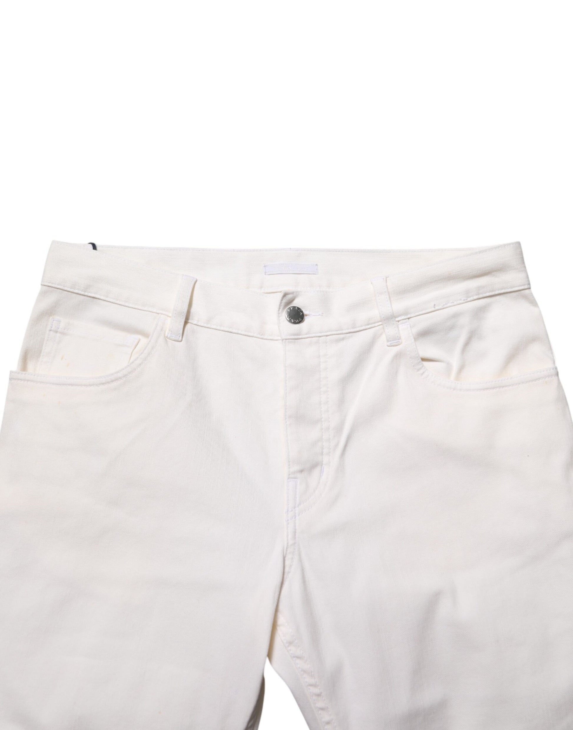 White Mid Waist Skinny Fit Denim Casual Trouser Jeans