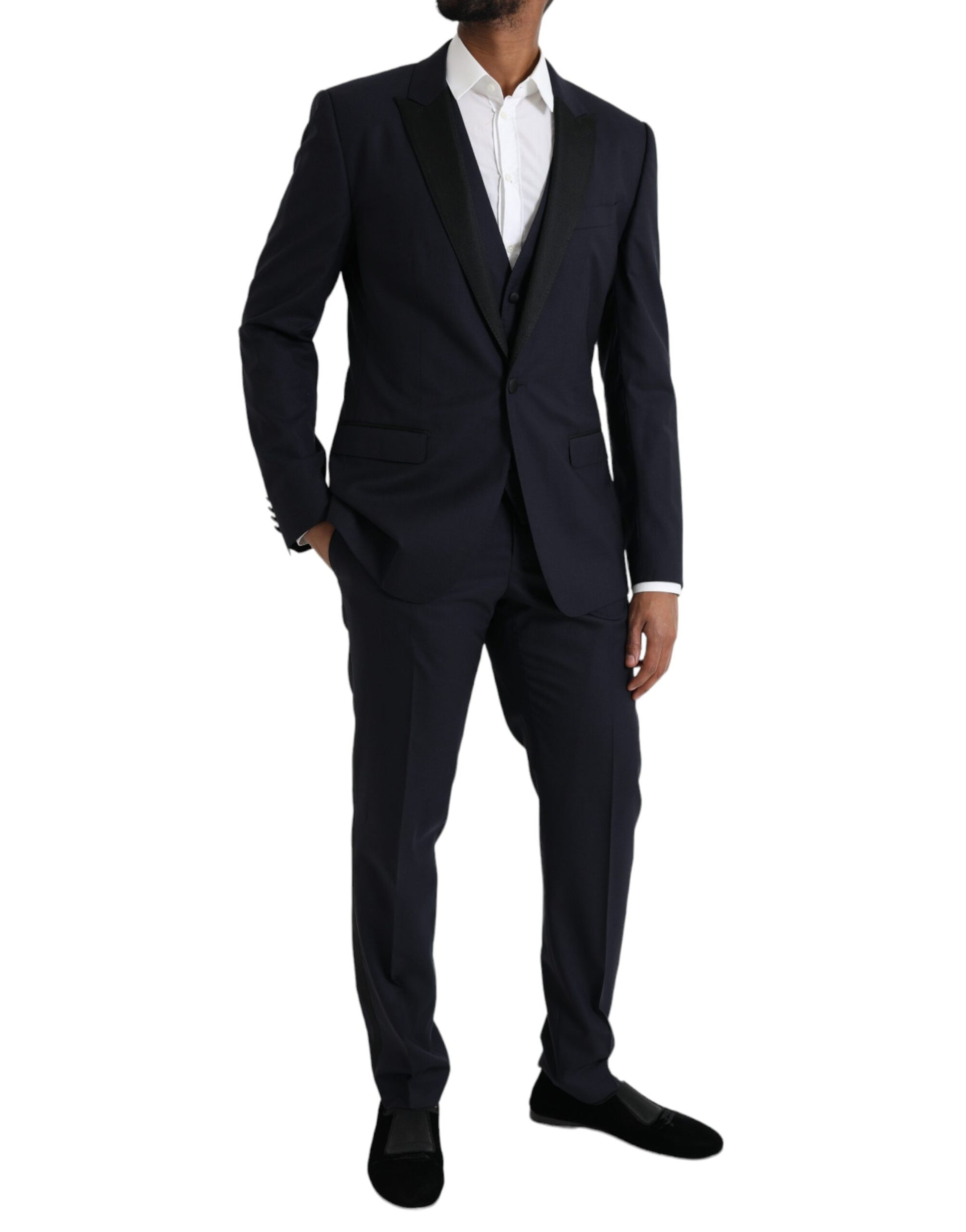 Blue Wool MARTINI 1 Button Men 3 Piece Suit