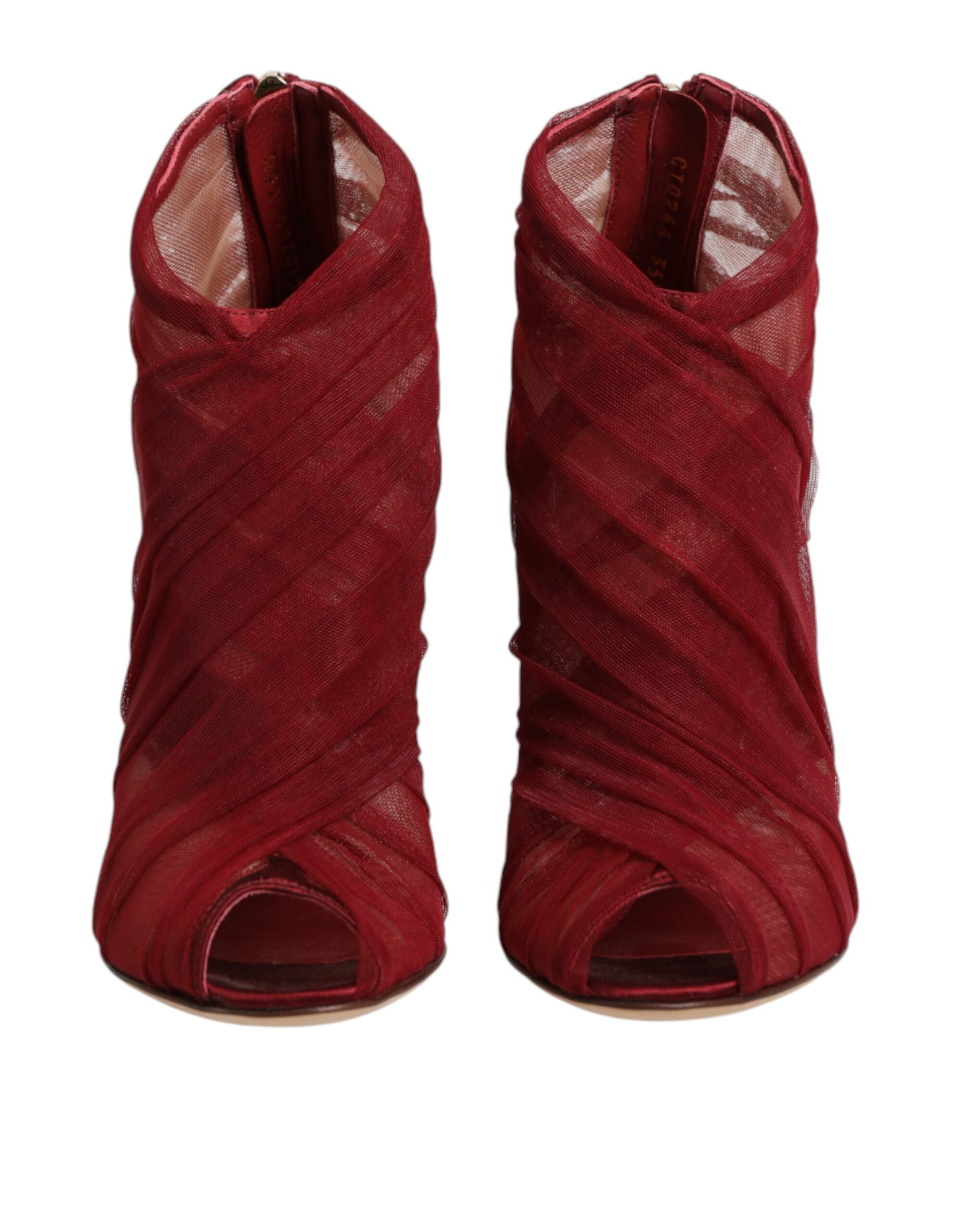 Red Tulle Ankle Boots Stiletto Heels Shoes