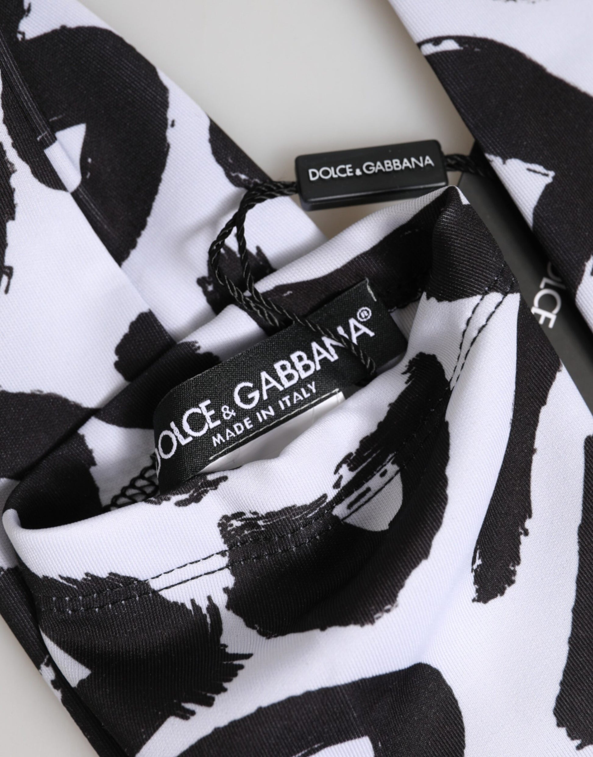 Black White DG Logo Elbow Length Mitten Gloves
