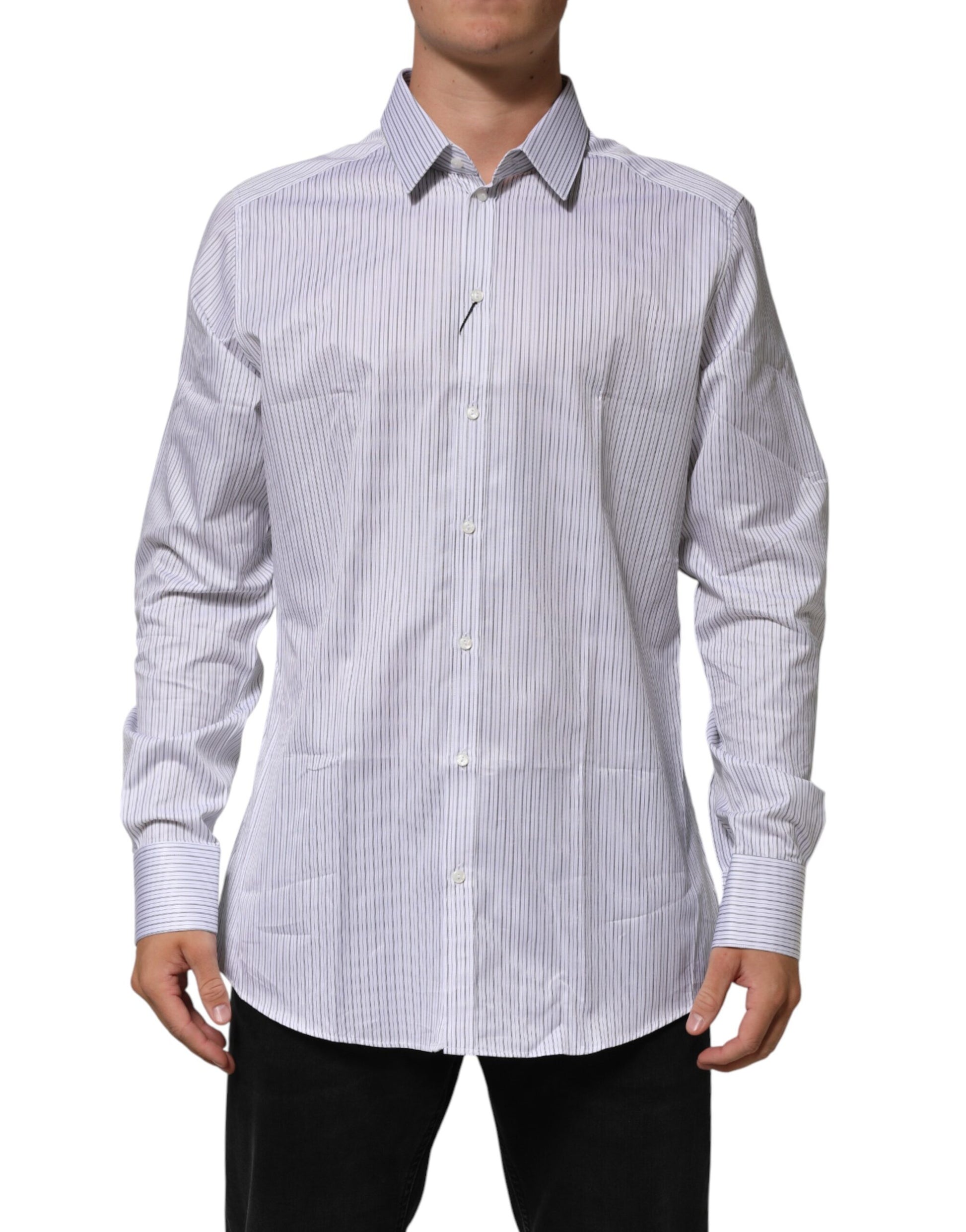 White Stripes Cotton Men GOLD Dress Shirt