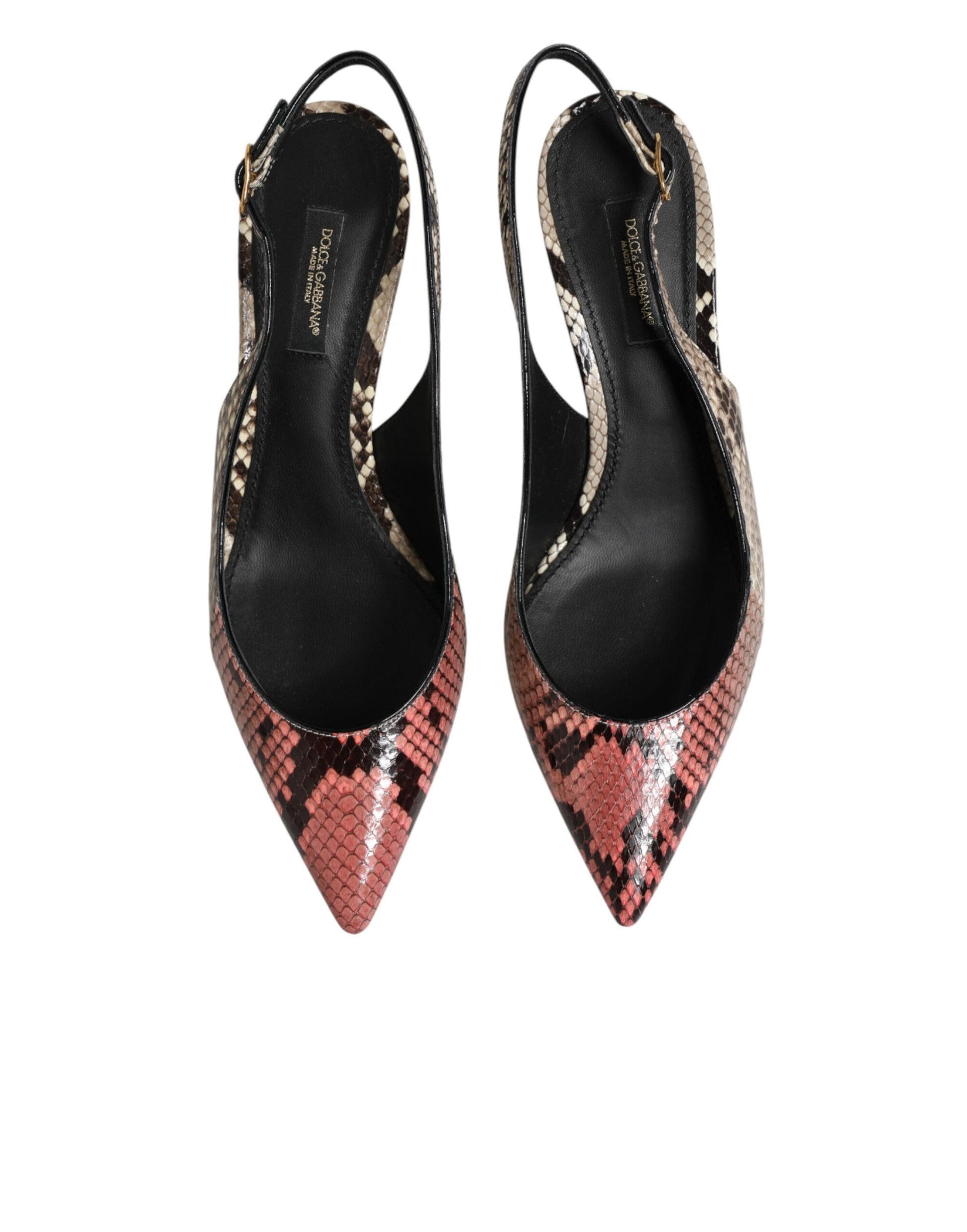 Multicolor Leather Heels Slingback  Shoes