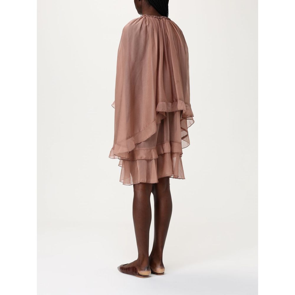 Beige Silk Cocktail Dress