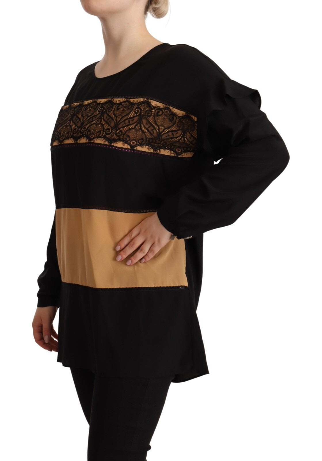Multicolor Long Sleeves Round Neck Pullover Sweater