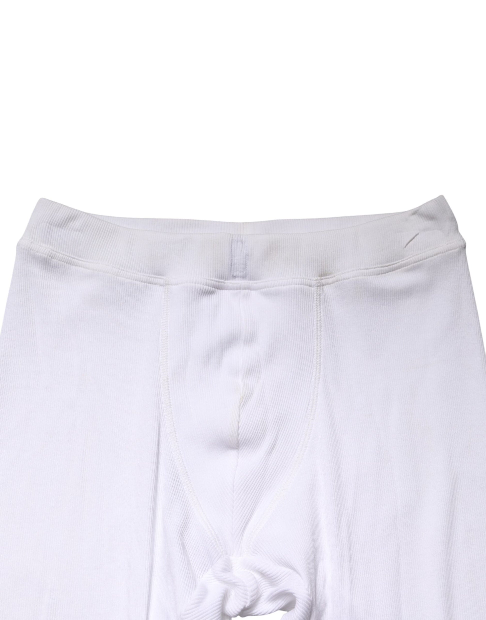 White Cotton Mid Waist Tights Leggings Pants