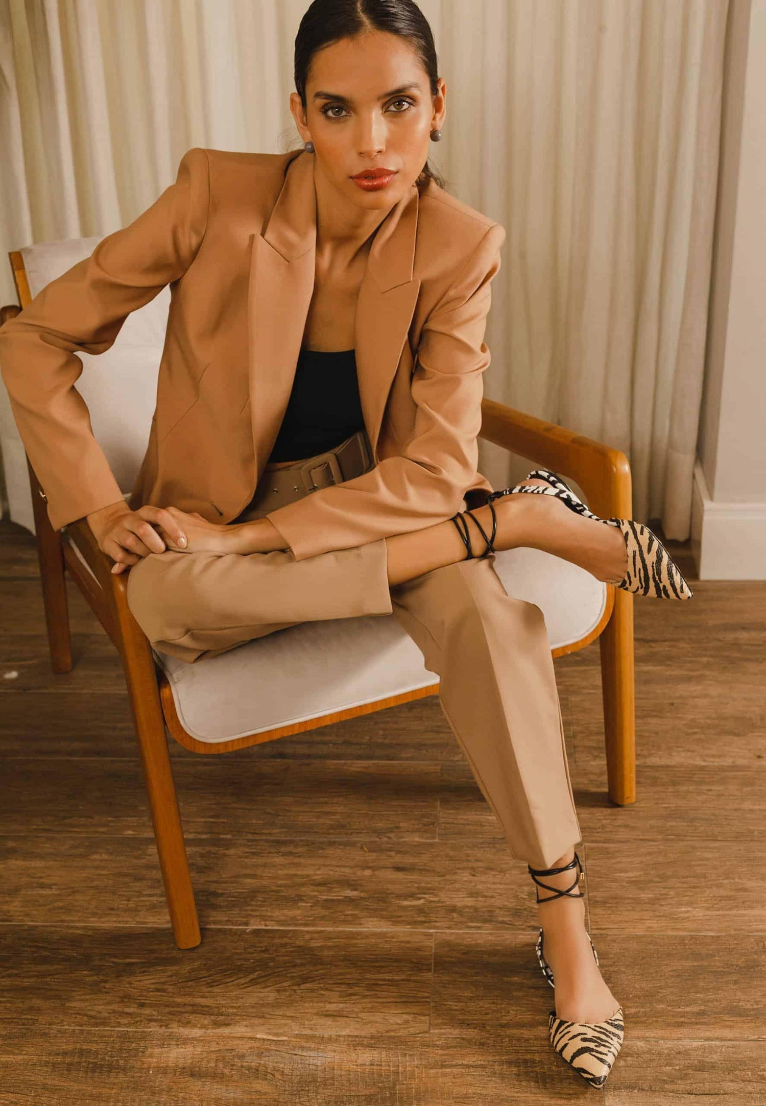 Animal Print Calf Leather Flat Sandals Palmito – Women’S Pointed Toe With Ankle Strap