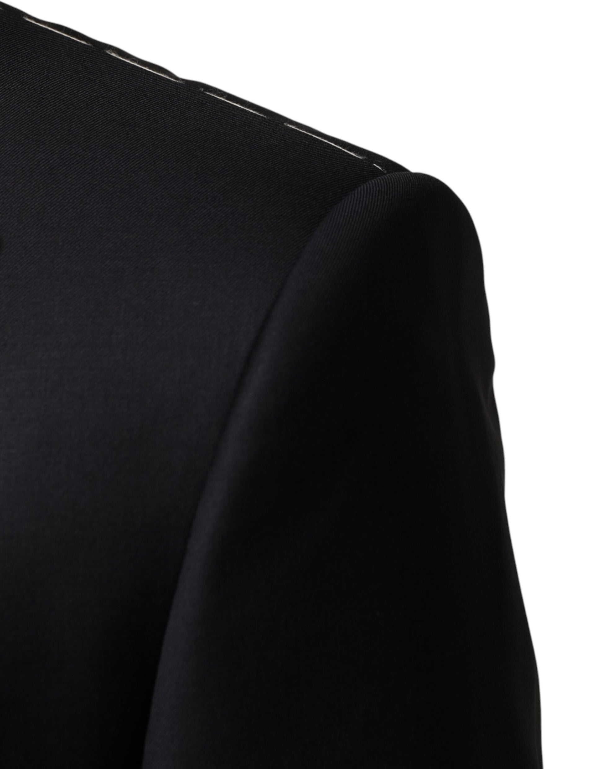 Black Wool Single Breasted 3 Piece Men Suit