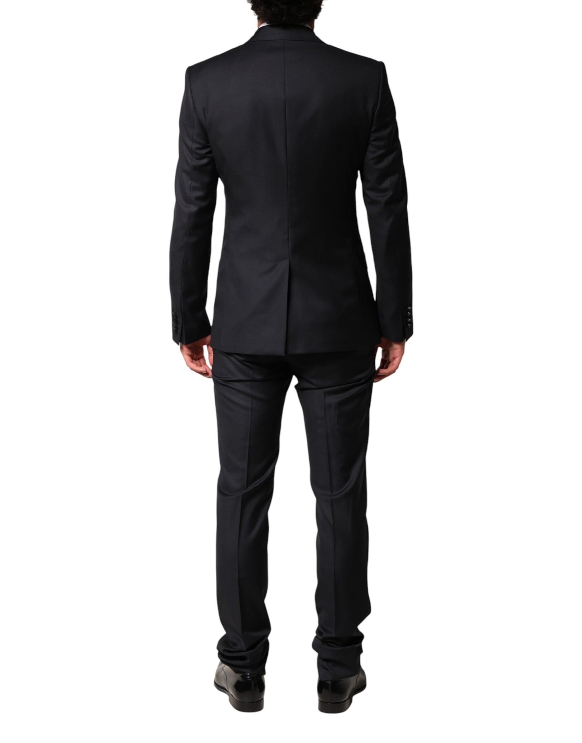 Blue Wool Single Breasted 3 Piece Men Suit