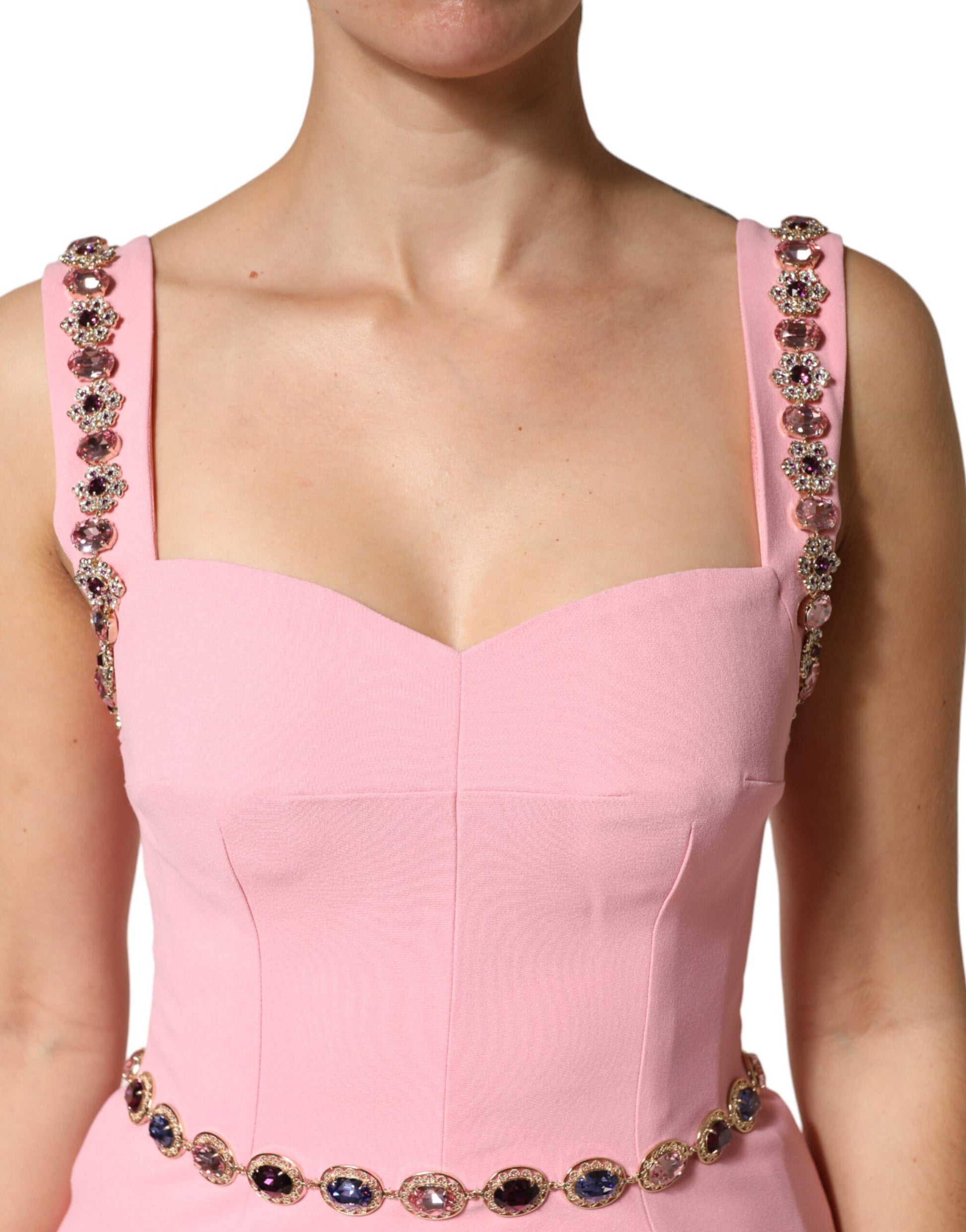 Pink Crystal Sheath Mermaid Long Gown Dress