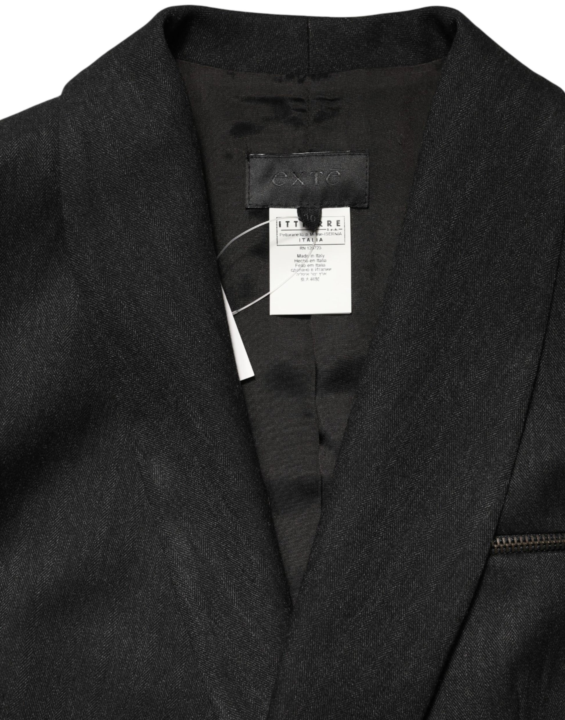 Black Double Breasted Pants Blazer Jacket 2 Piece Suit