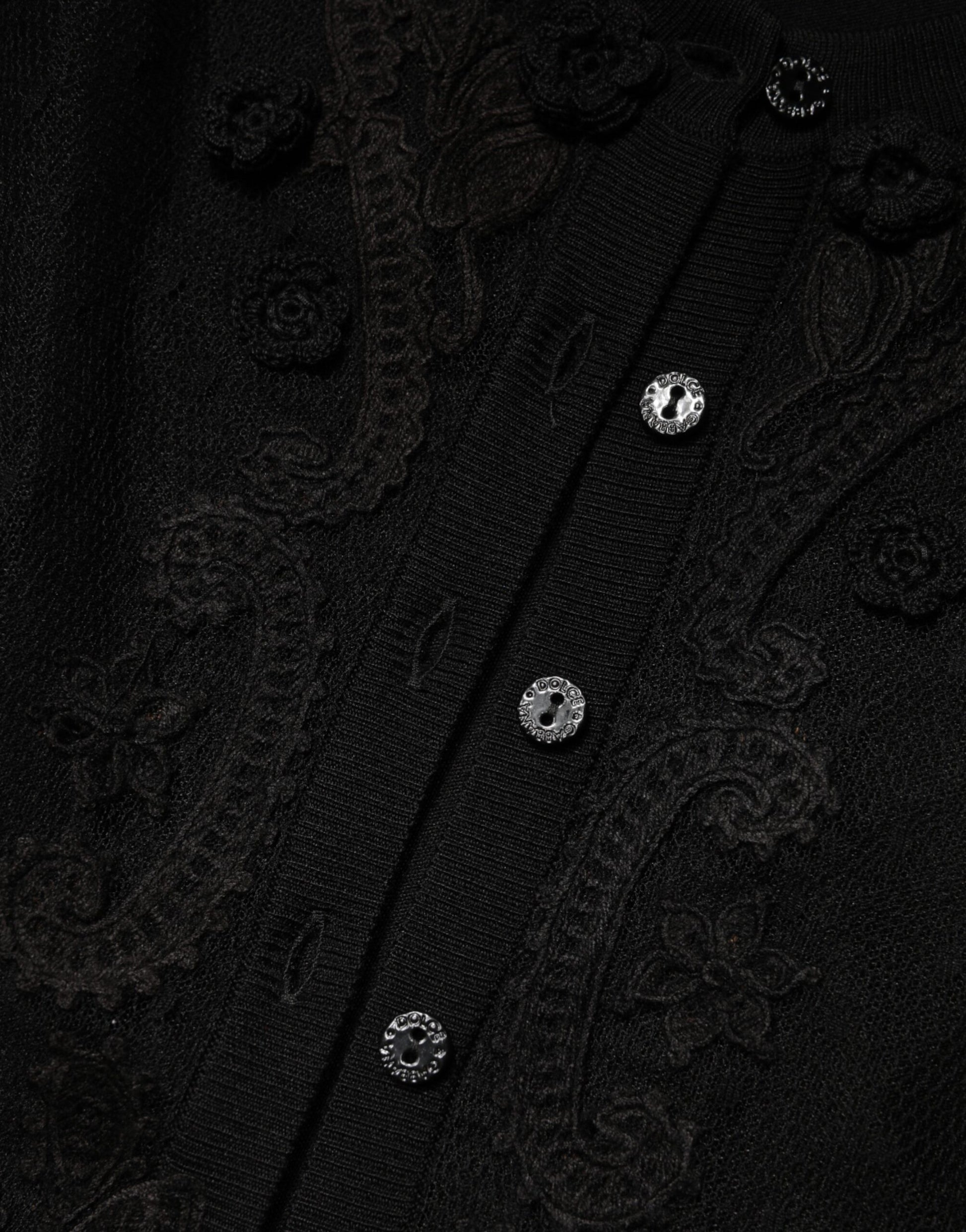 Black Sheer Button Down Cardigan Sweater