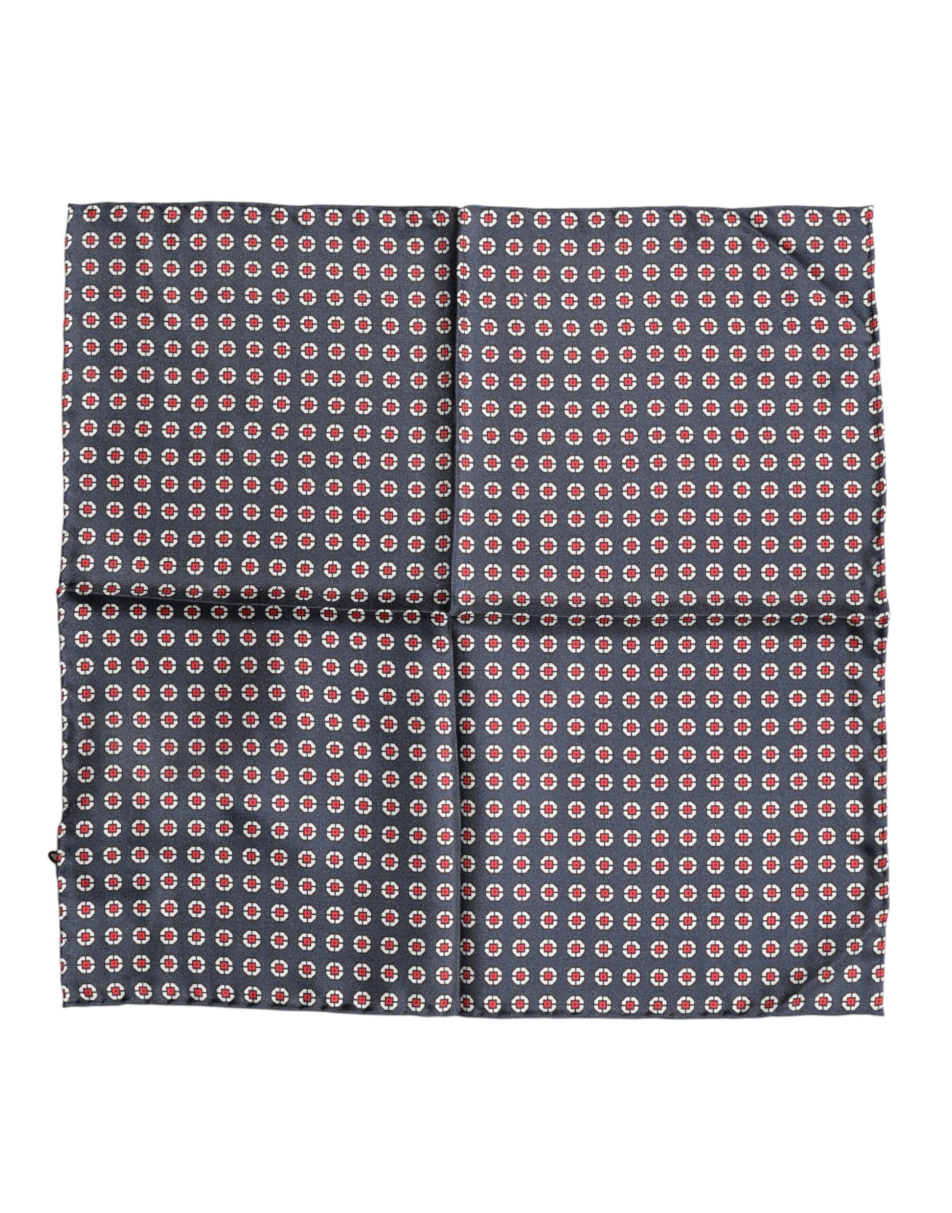 Blue Patterned Silk Square Handkerchief Scarf