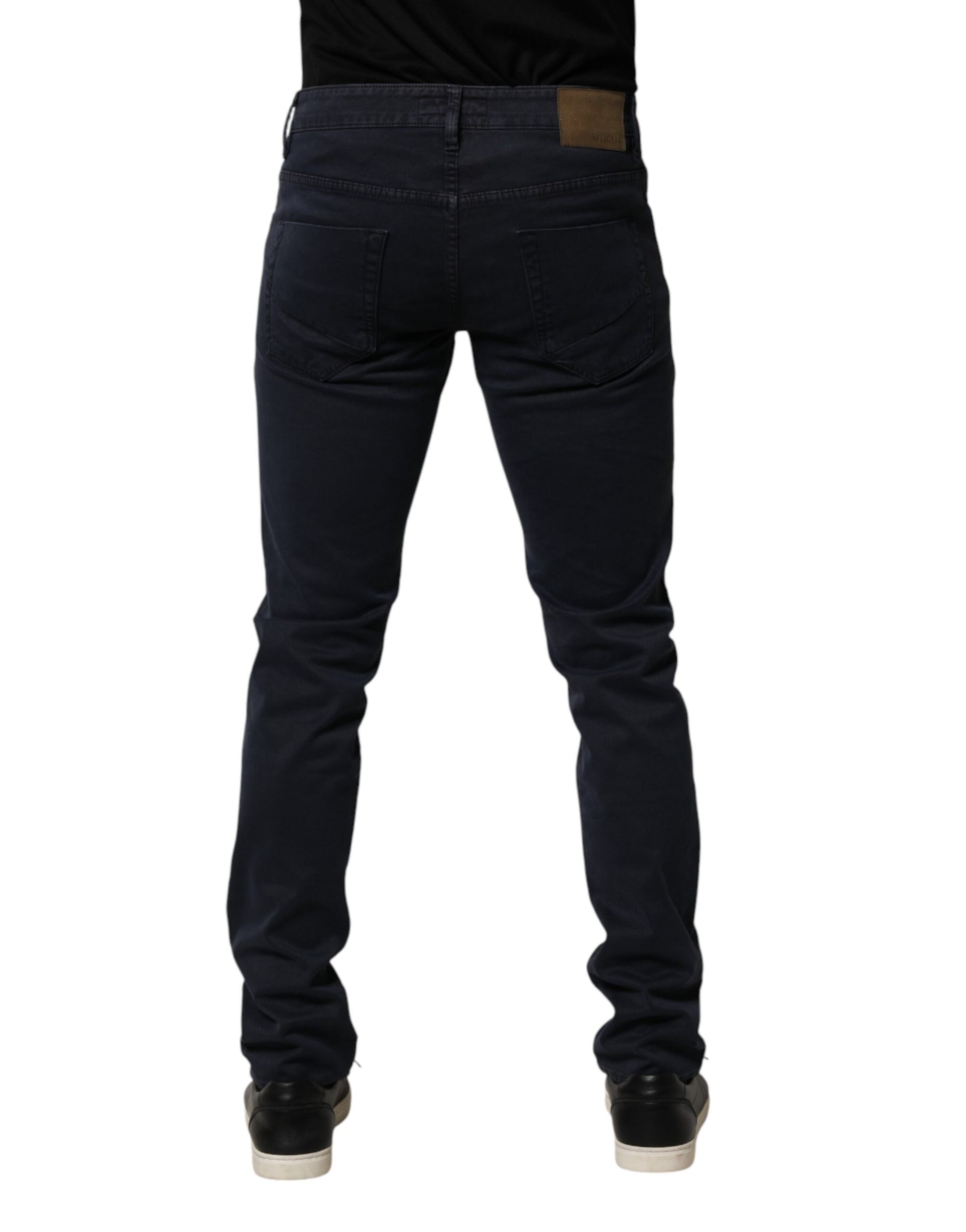 Black Mid Waist Cotton Skinny Denim Men Trouser Jeans