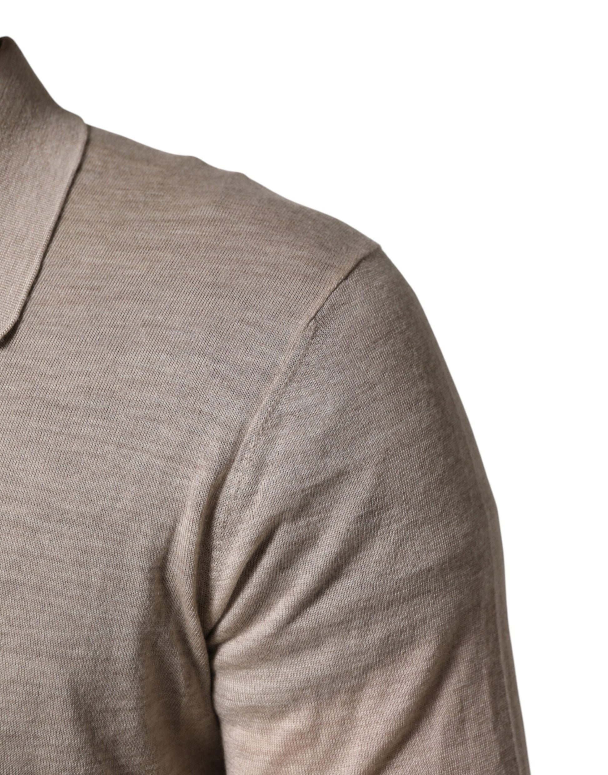 Beige Cashmere Collared PoloPullover  Sweater