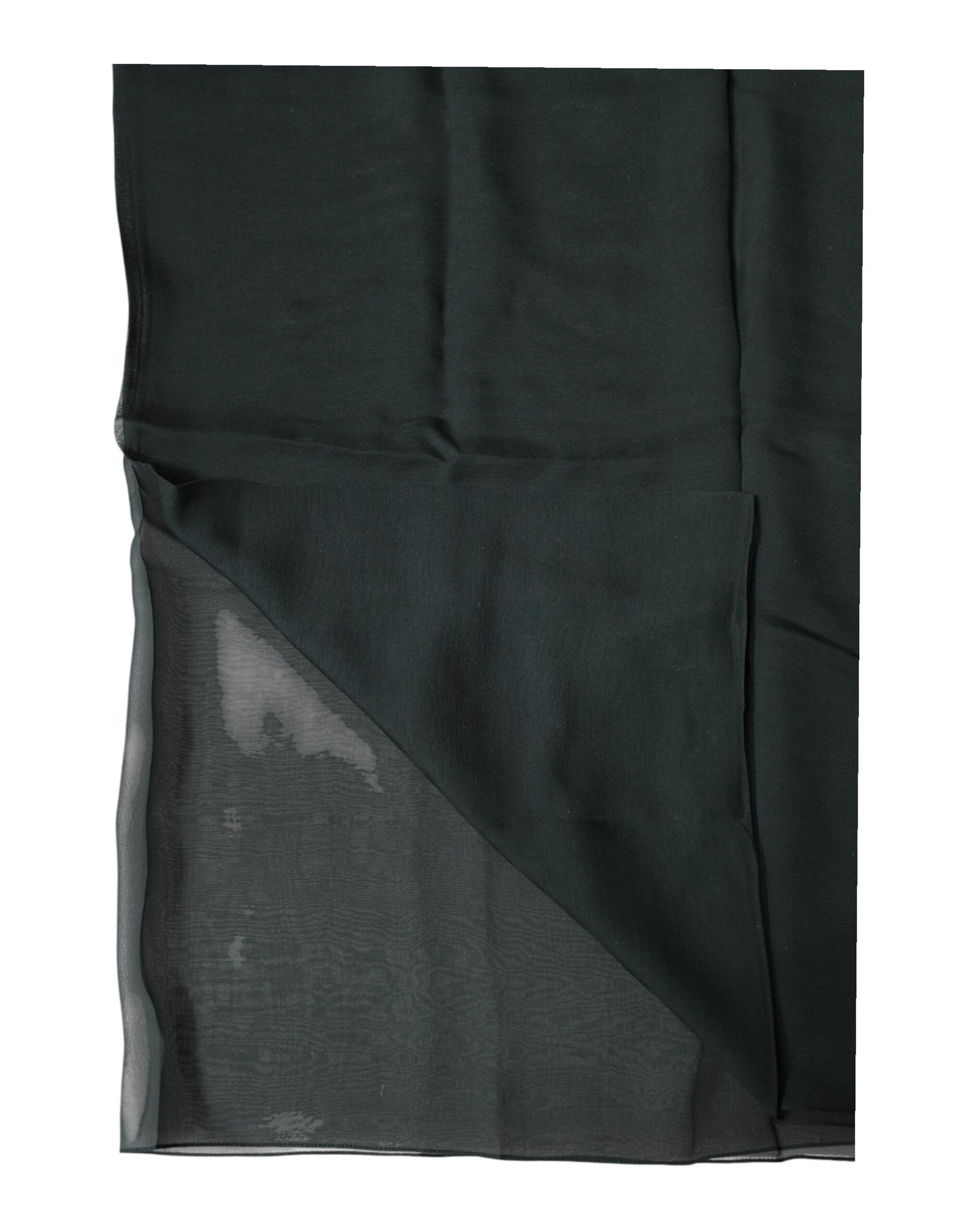 Dark Green Silk Neck Wrap Foulard  Scarf