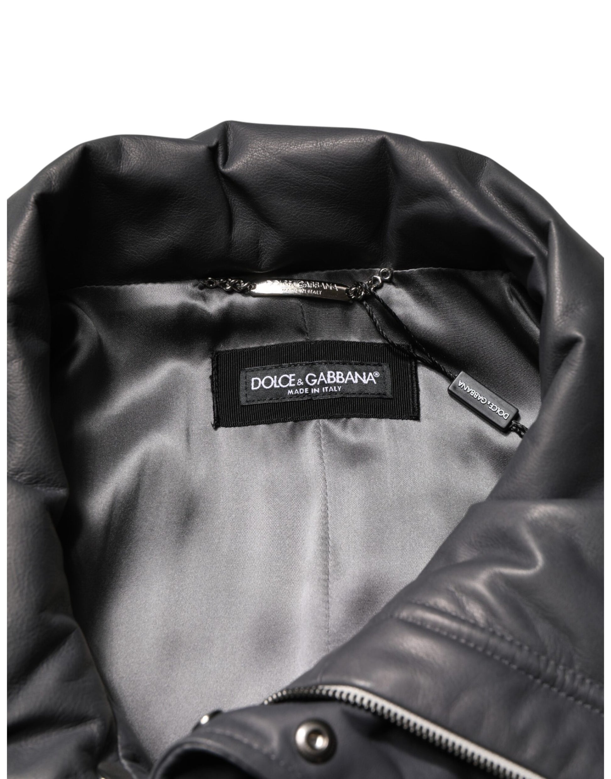 Black Leather Collared Trench Coat Jacket